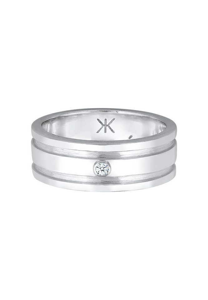 Kuzzoi Silberring Herren Bandring Massiv Diamant 925 Silber