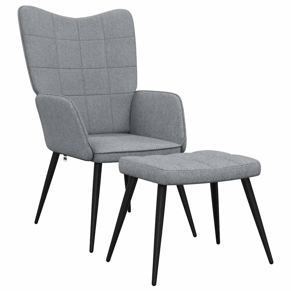 vidaXL Sessel Relaxsessel mit Hocker Hellgrau günstig online kaufen
