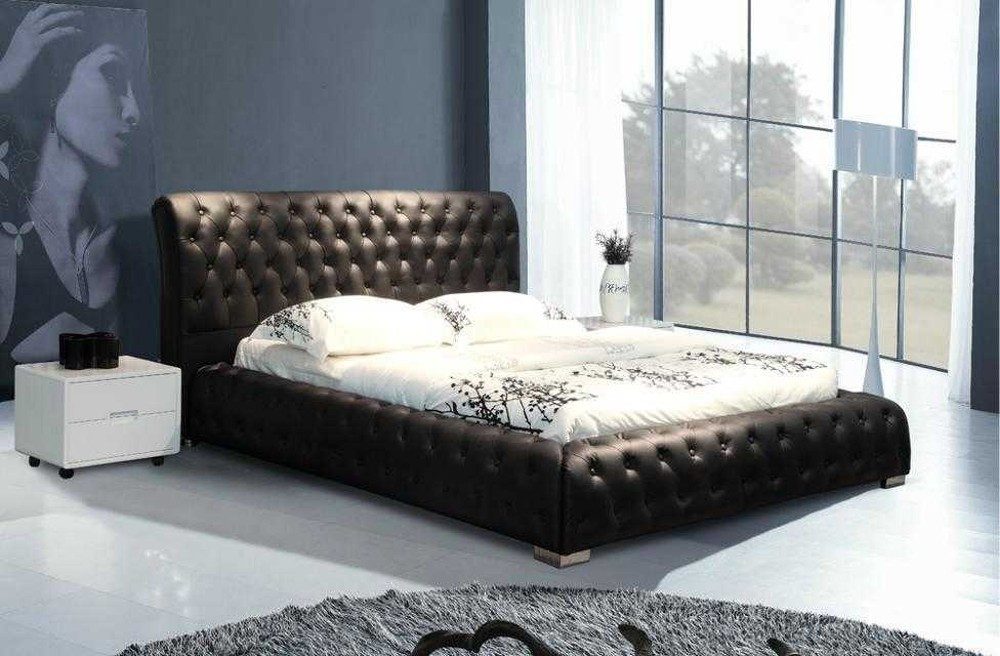 JVmoebel Polsterbett Chesterfield Polsterbett in Leder mit modernem Design, Made in Europa