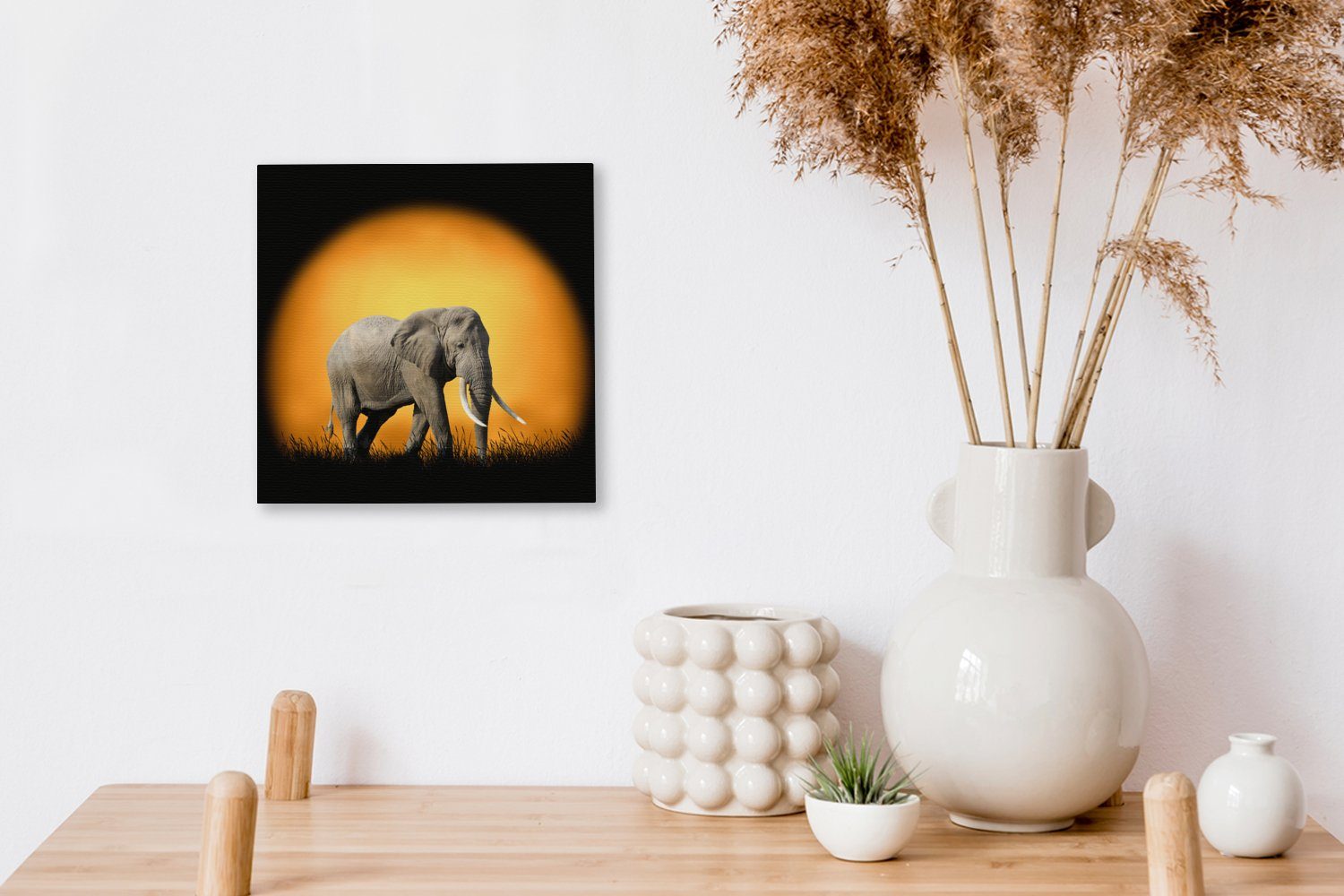 Elefant St), Leinwand - (1 Sonne Zähne, Bilder für Leinwandbild Wohnzimmer OneMillionCanvasses® Schlafzimmer -