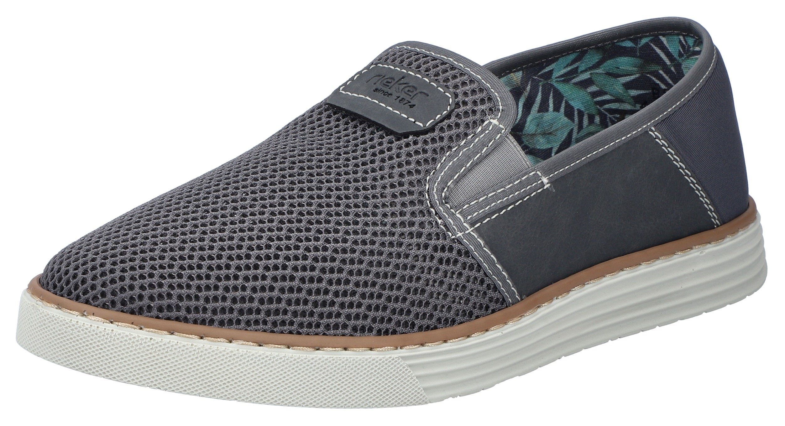 Rieker Slipper Espadrilles, Sommerschuh mit kontrastfarbenen Ziernähten günstig online kaufen