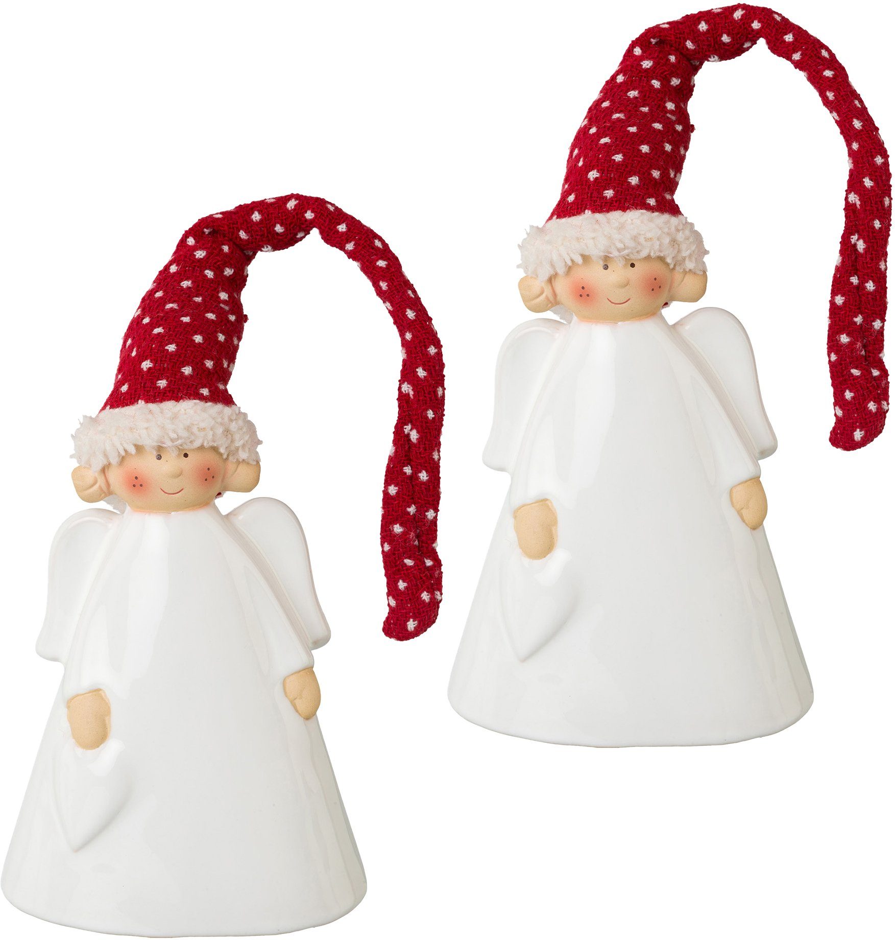 Creativ home Engelfigur Weihnachtsdeko (Set, 2 St), aus Keramik, Höhe ca. 21 cm