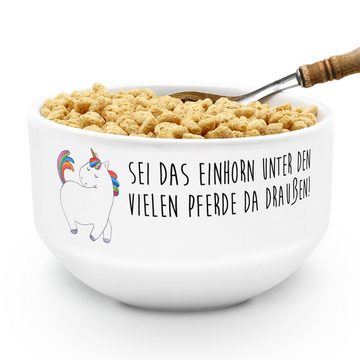 Mr. & Mrs. Panda Müslischale Einhorn Stolzieren - Weiß - Geschenk, Einhörner, Einhorn Deko, Früstü, Keramik, (1-tlg), Multifunktional