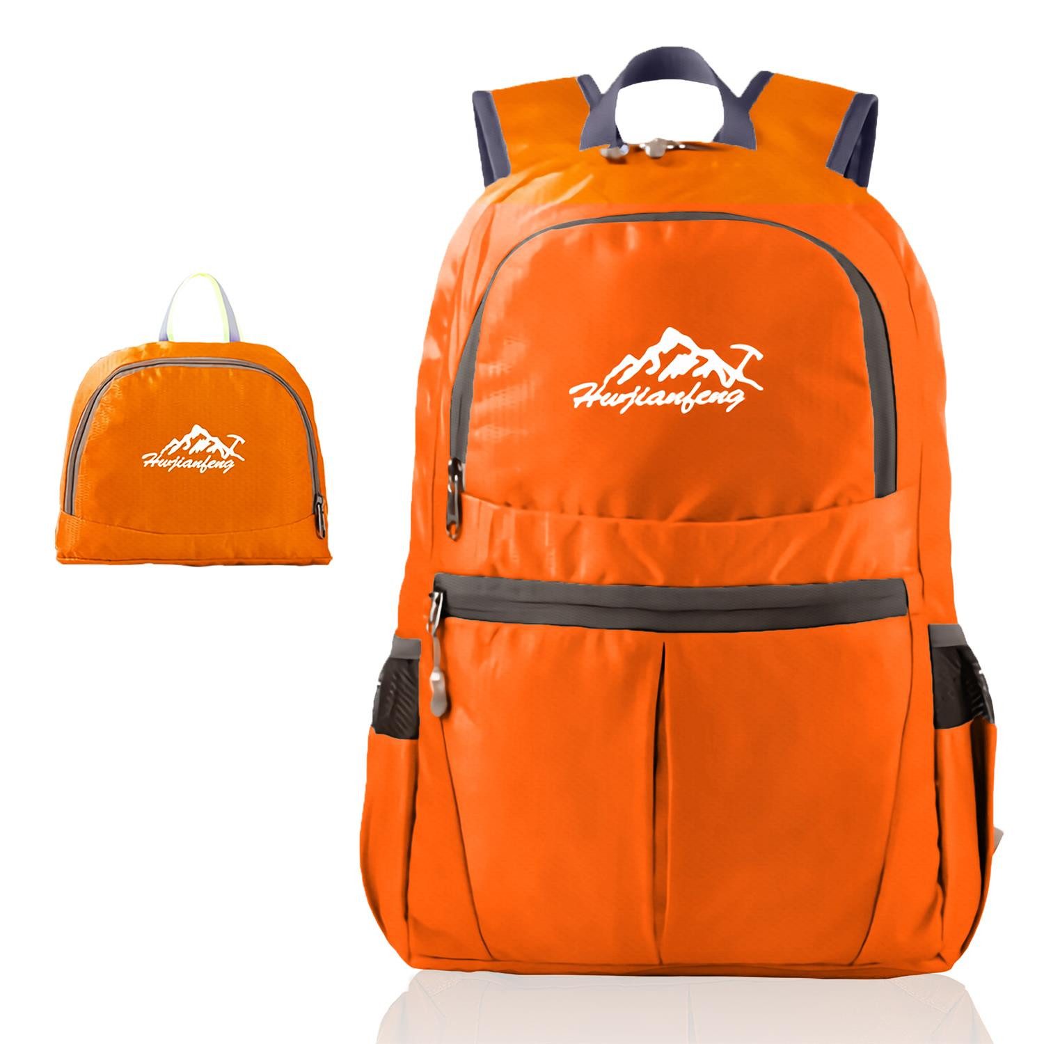 Intirilife Tagesrucksack (Faltbarer Rucksack Ultraleicht in Orange, 1-tlg), 36L Unisex Wanderrucksack Wasserdicht