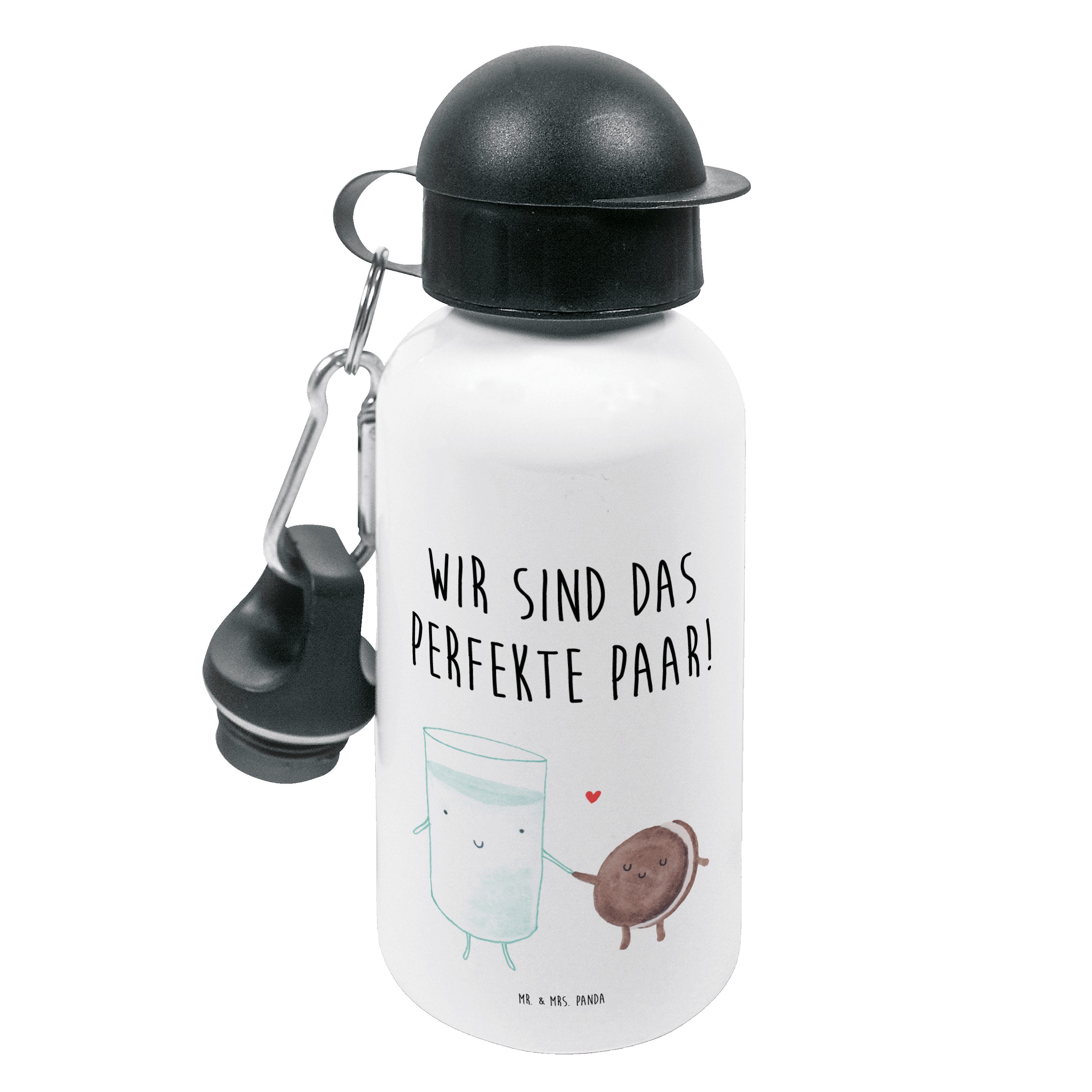 Mr. & Mrs. Panda Trinkflasche Milch & Keks - Weiß - Geschenk, Kaffee, Tiere, Tiermotive, Jungs, lus