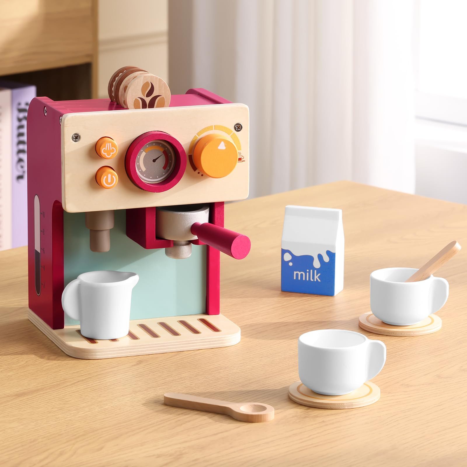 CLTYQ Kinder-Kaffeemaschine Kinderküche Kaffeemaschine Kinder Holz,Montesso günstig online kaufen