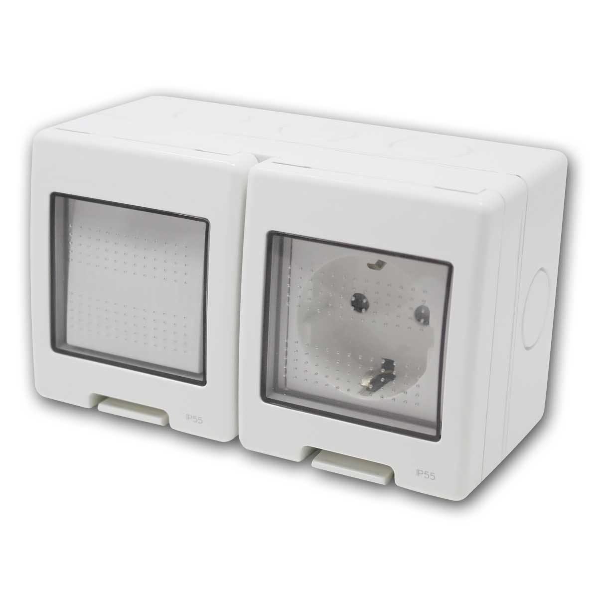 TEM Aufputz-Steckdose TEM Aufputz Kombi-Steckdo, lichtg, 16A/250V~, IP55