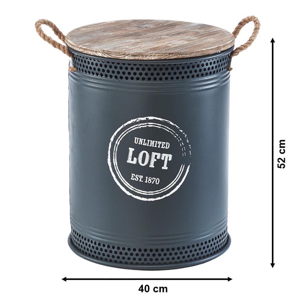 Kobolo Wäschekorb Aufbewahrungsbox LOFT ANTHRAZIT aus Metall und Holz (Stüc günstig online kaufen