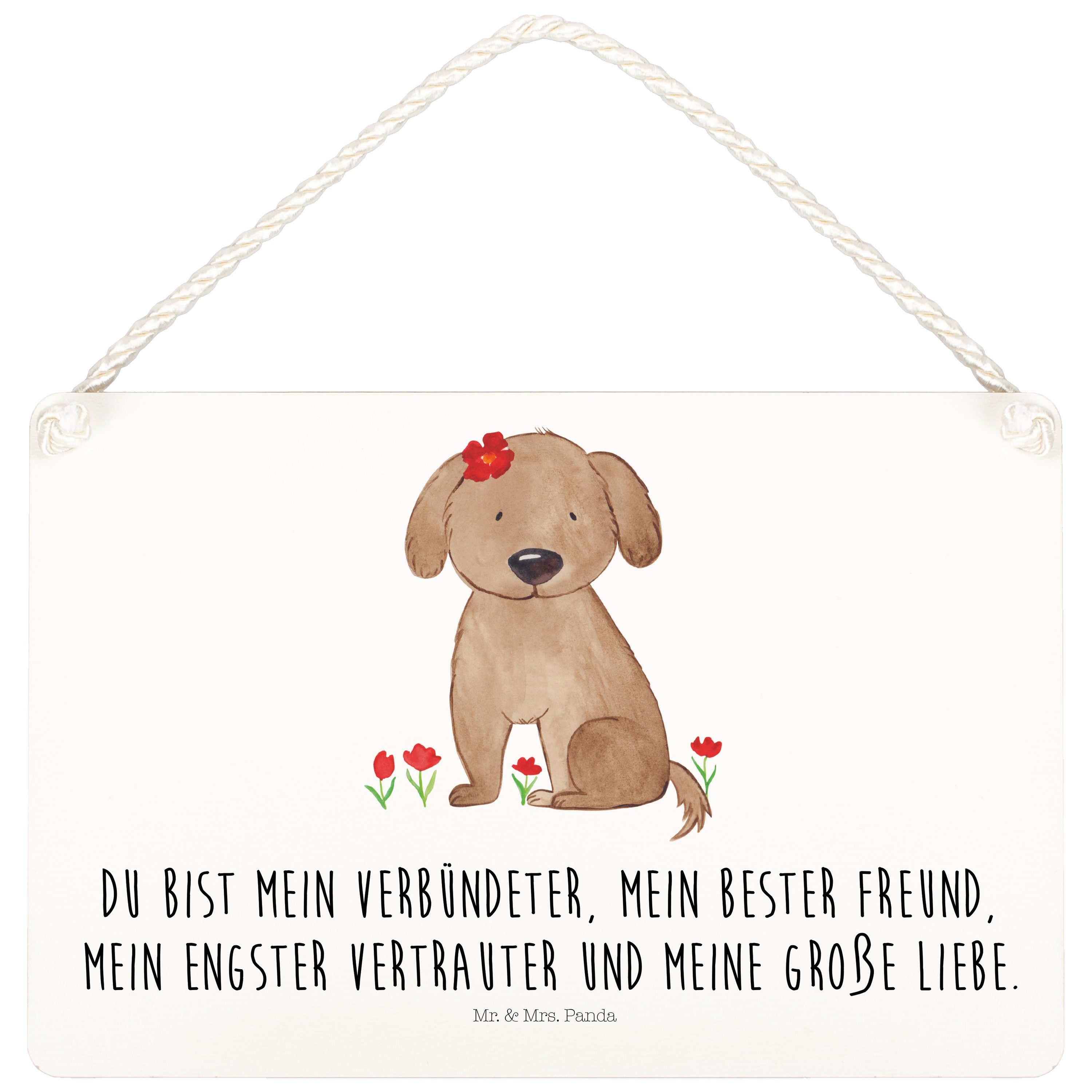 Hinweisschild Hund Hundedame - Weiß - Geschenk, Tierliebhaber, Hundeglück, Holzschi