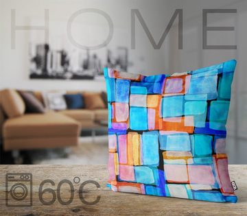 Kissenbezug, VOID (1 Stück), Sofa-Kissen mosaik viereck deko abstrakt geometrisch blocke keramik fliesen kreativ deko geometrisch modern Muster Kunst Aquarell Wasserfarbe