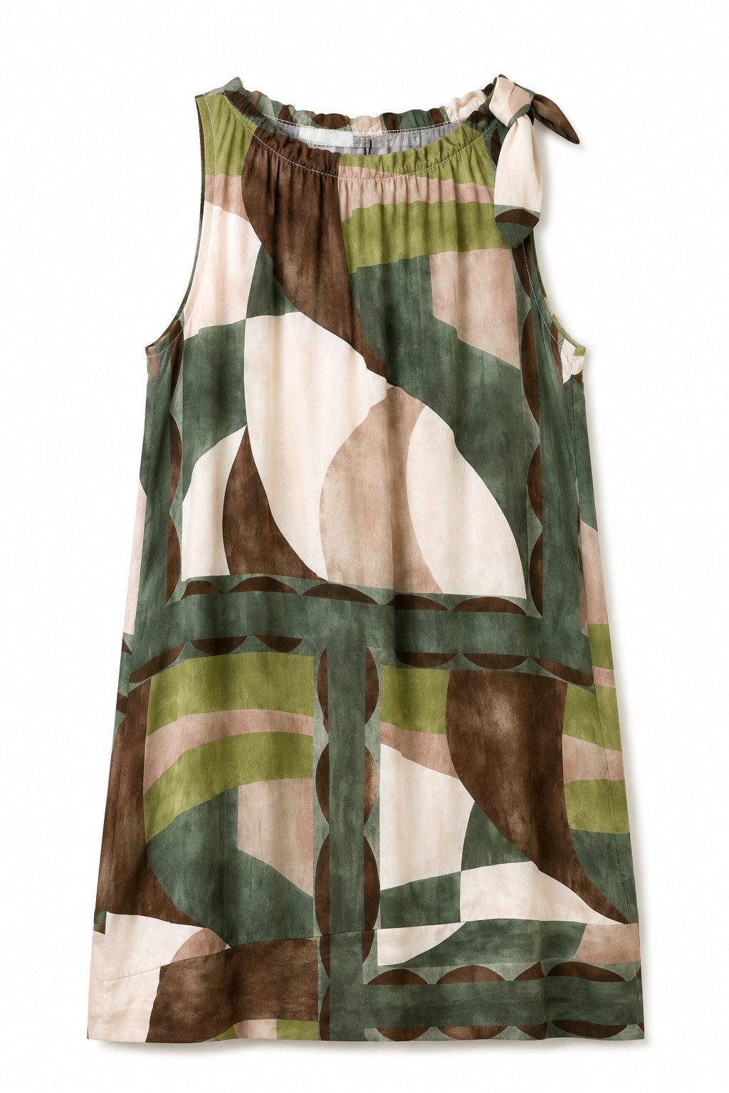 ITALY VIBES Sommerkleid - weiches Kleid mit abstraktem Print und Band - Damenkleid ONE SIZE - passend von Größen S bis L