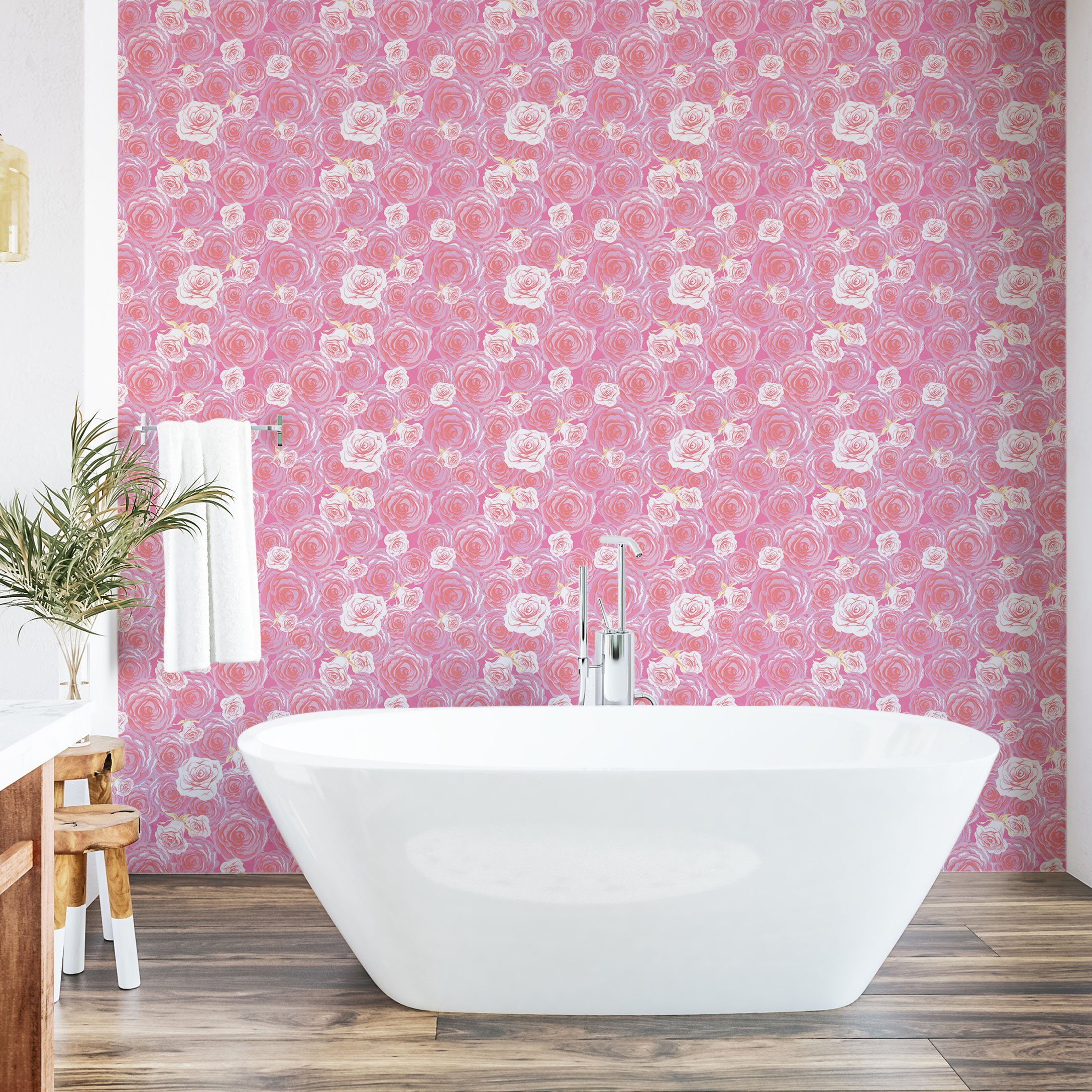 Abakuhaus Flora Blooming Küchenakzent, selbstklebendes Rose Vinyltapete Wohnzimmer Romantisches
