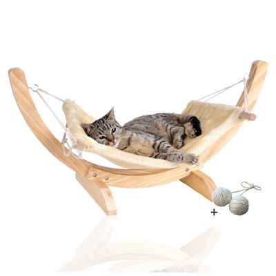 Rohrschneider Katzenliege Katzenhängematte Cat Relax, Schlafplatz Katzenbett Katzenkorb, beige
