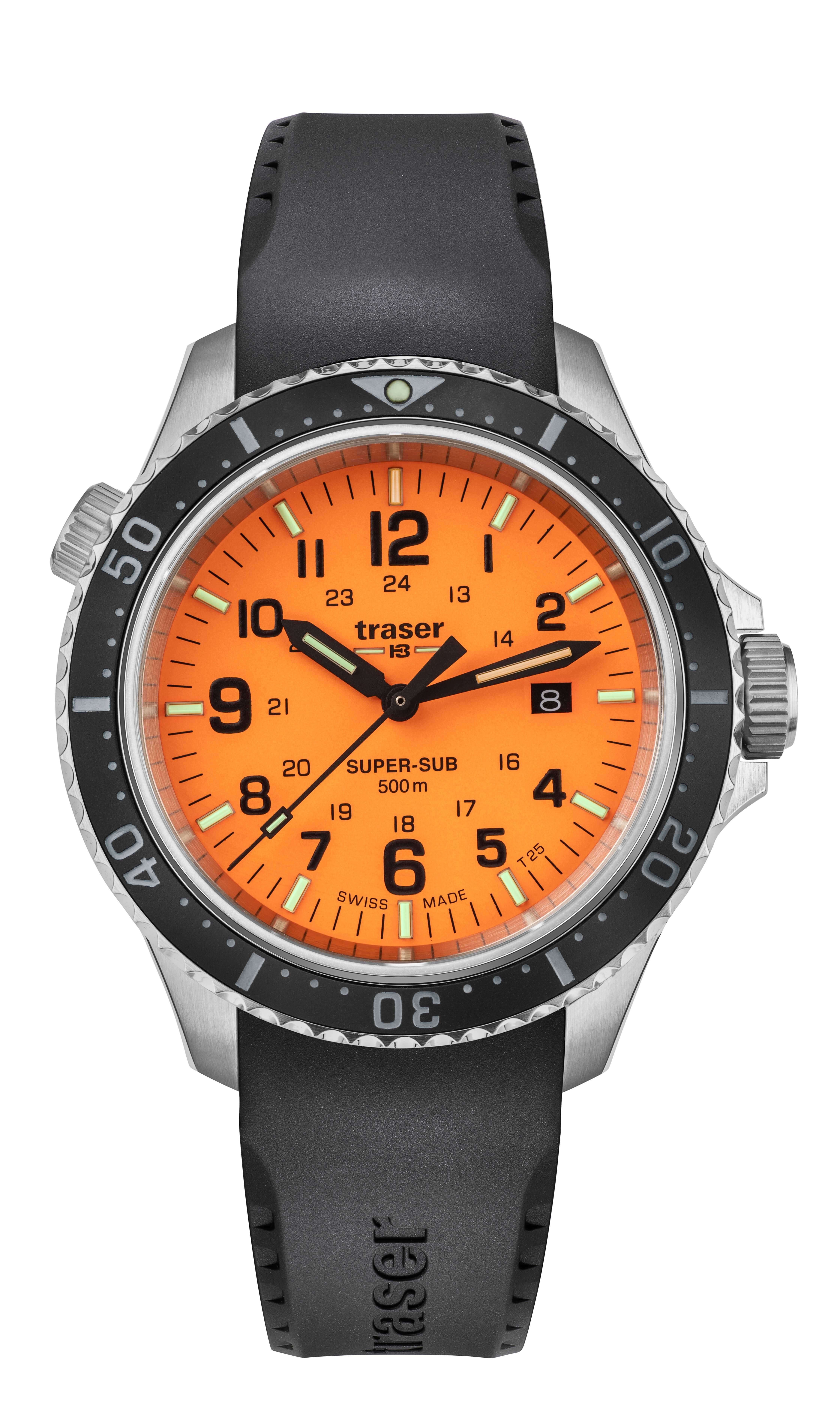 Traser Taucheruhr P67 SuperSub Herrenuhr 109380 Kautschukband 46 mm, mit selbstleuchtendem trigalight®