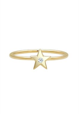 Elli DIAMONDS Diamantring Bandring Stern Astro Diamant (0.015ct)375 Gelbgold, Sterne