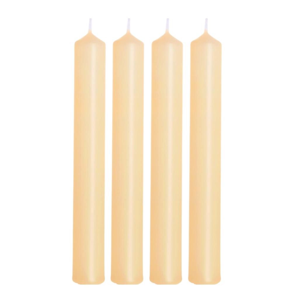 Dekohelden24 Formkerze Stabkerzen, Tafelkerzen, Leuchterkerzen, Tischkerzen als 4er Set Creme, Größe H/Ø ca. 17 x 2 cm
