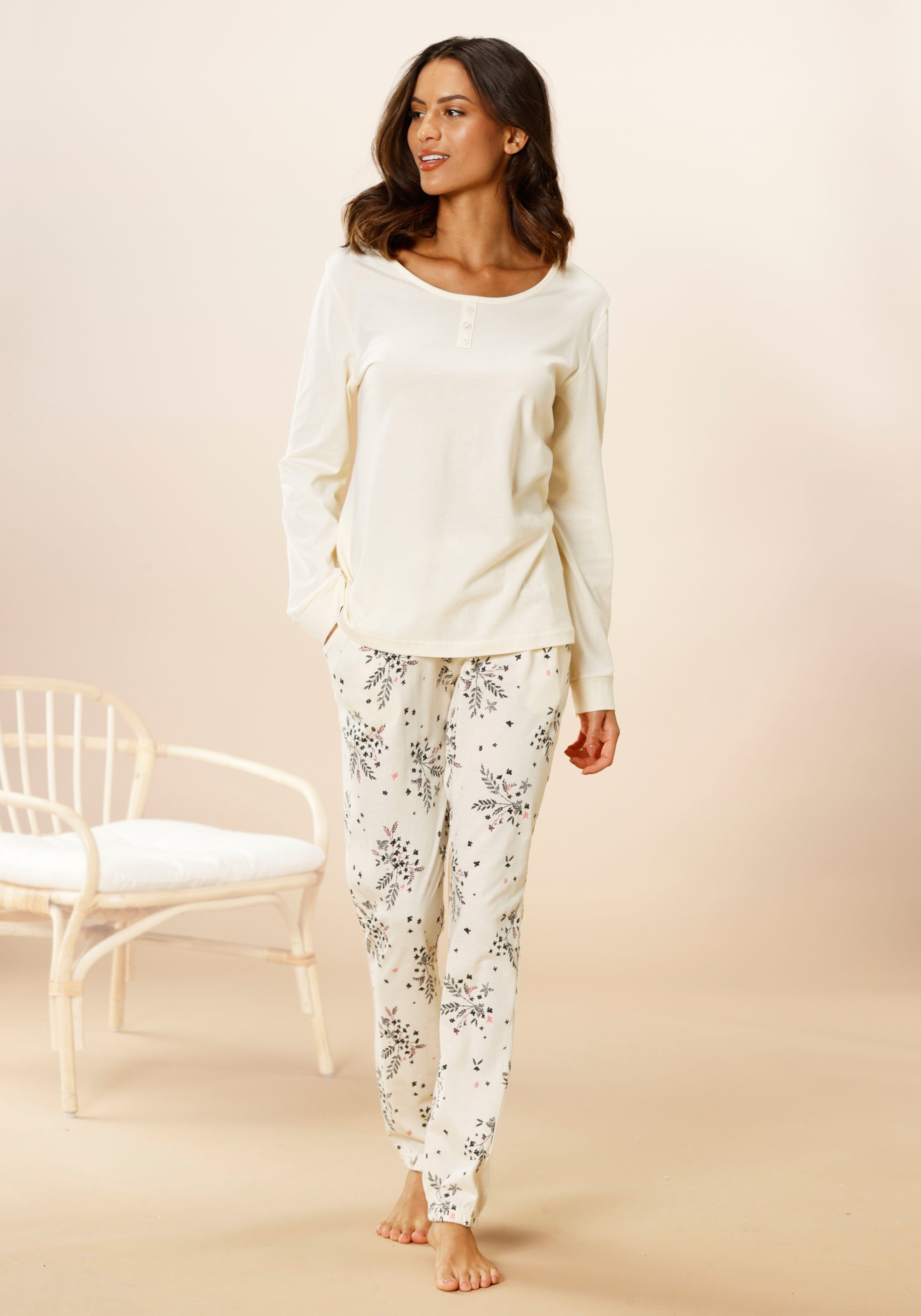 Vivance Dreams Pyjama (2 tlg) mit feinem Blumenprint günstig online kaufen