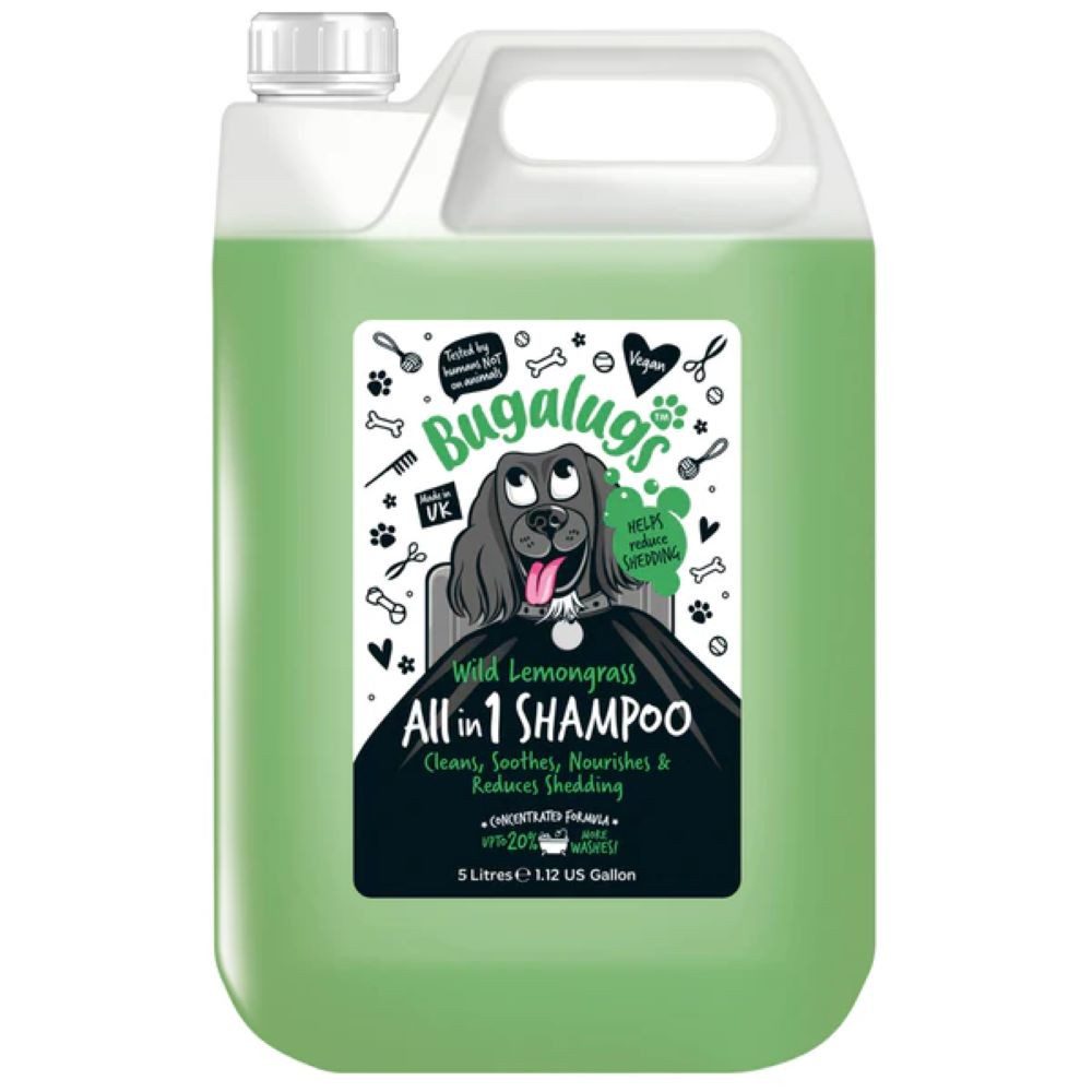 Bugalugs Tiershampoo Bugalugs Wild Lemongrass All in 1 Hundeshampoo – 5 L – Pflegendes, 5000 ml, (1-St), ph neutral, Hunde Shampoo, Lake District