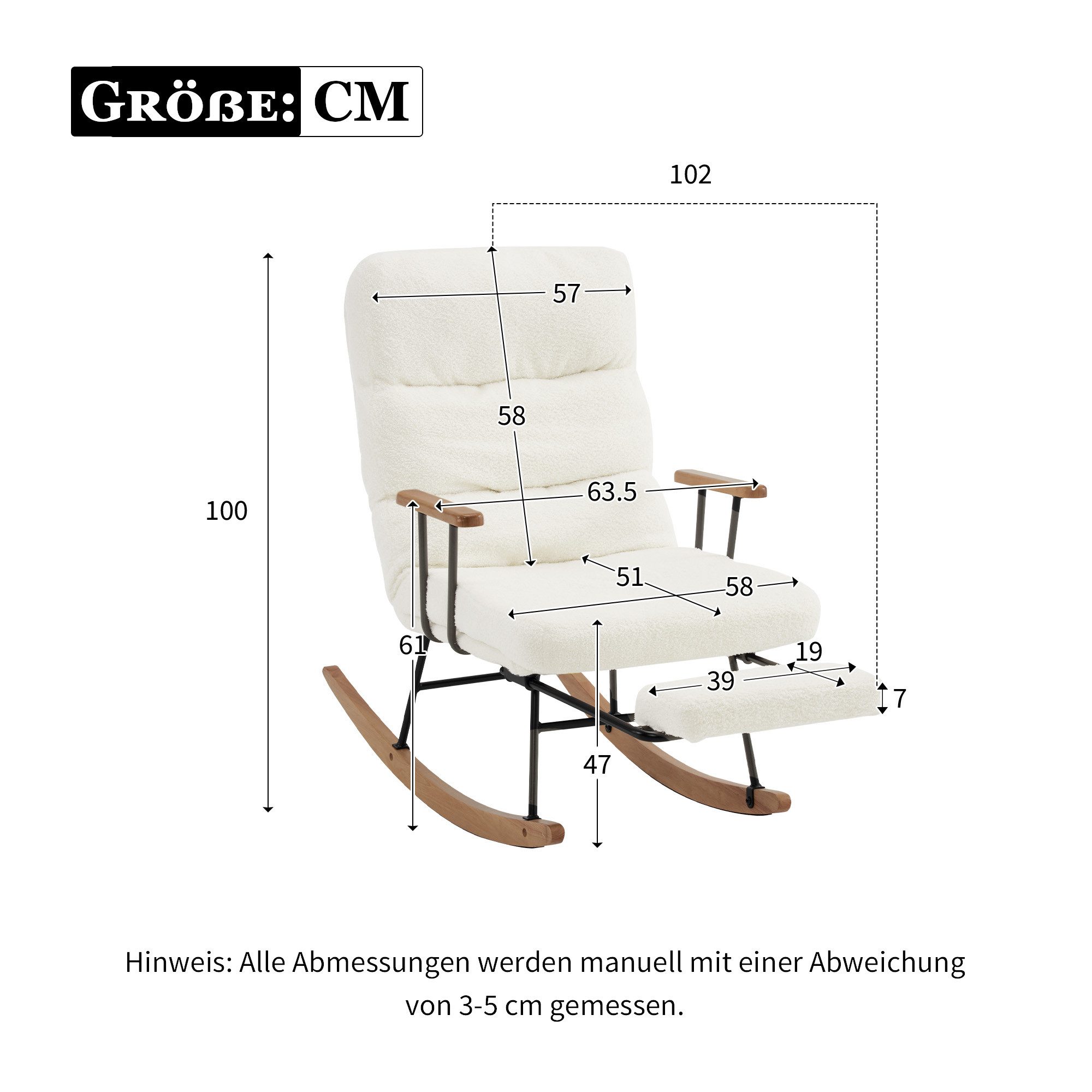 STILVORA Schaukelstuhl mit hocker Schaukelsessel mit Schwerkraftverstellung,Relaxsessel (stabiler und rutschsicherer Liegefunktion, 1 St), mit Schwerkraftverstellung, manuellem Fußstützenmechanismus