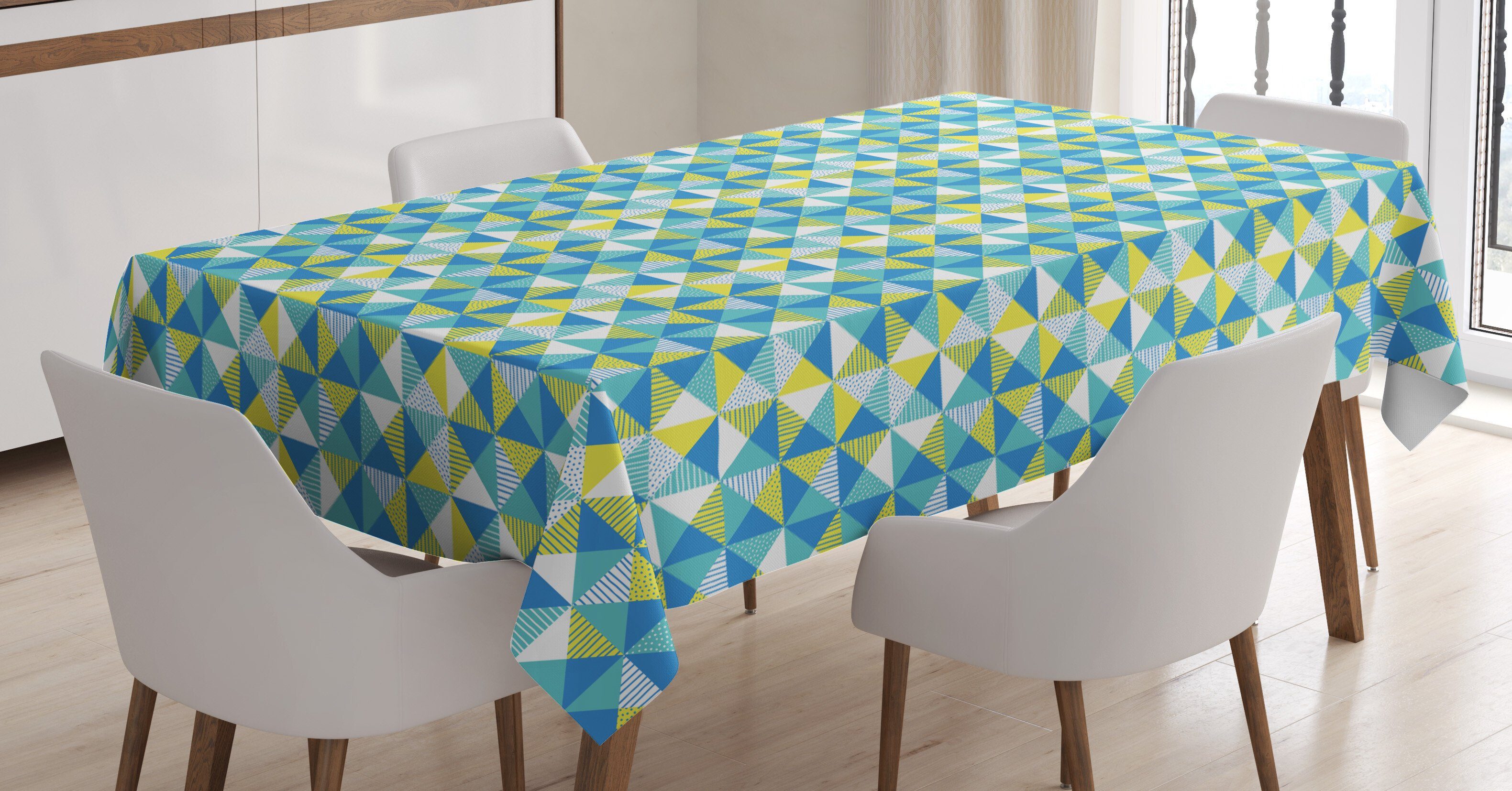 Abakuhaus Tischdecke Farbfest Waschbar Für den Außen Bereich geeignet Klare Farben, Geometrisch Abstrakt: Quadrate Dots