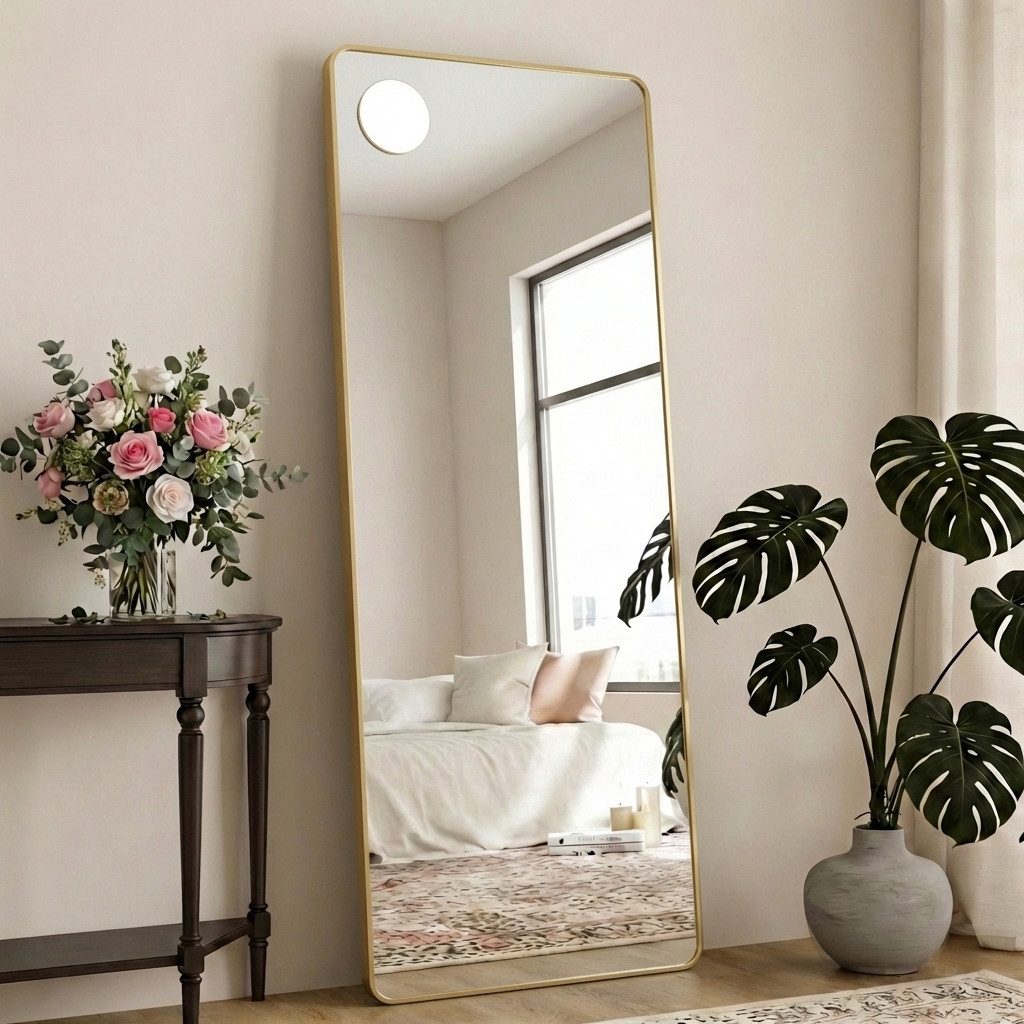 SONGMICS Standspiegel Wandspiegel, Ganzkörperspiegel, stehend oder wandmontiert, Ganzkörperspiegel, 160 x 50 / 140 x 40 cm, stehend oder wandmontiert