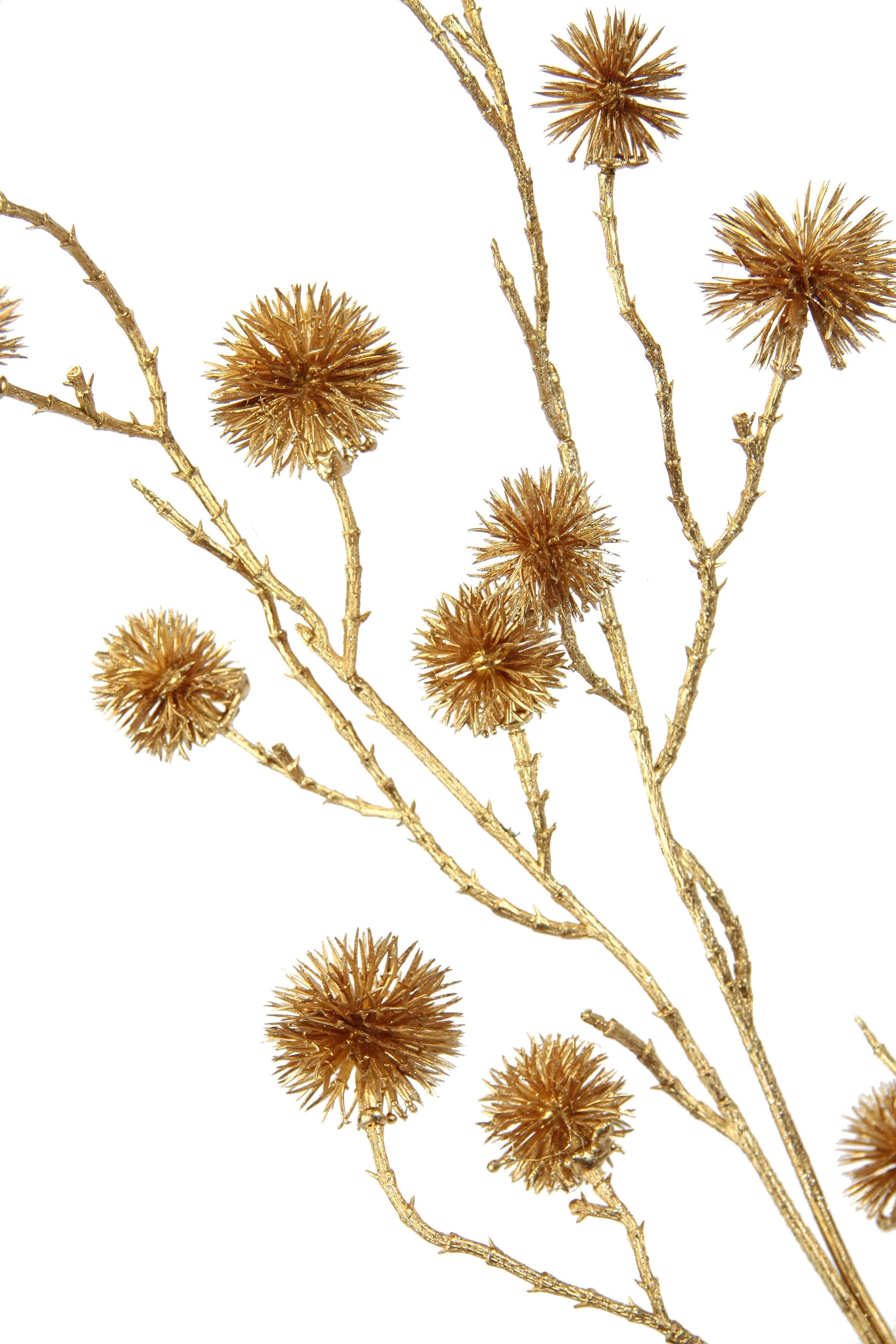 Kunstblume Distel, I.GE.A., Höhe 100 cm, Künstlicher Mini Distelzweig, gold Metallic, 3er Set