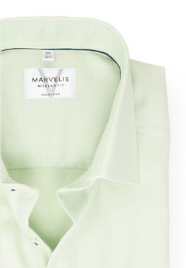 MARVELIS Kurzarmhemd Kurzarmhemd - Modern Fit - Struktur - Grün