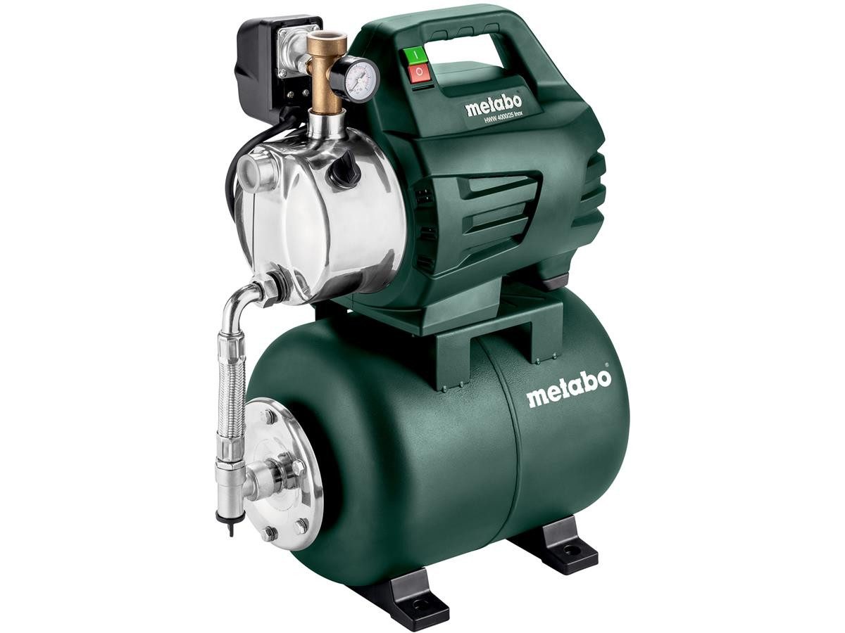 metabo Hauswasserwerk HWW 4000/25 Inox (3-tlg), 4000 l/h max. Fördermenge, 8 m max. Ansaughöhe
