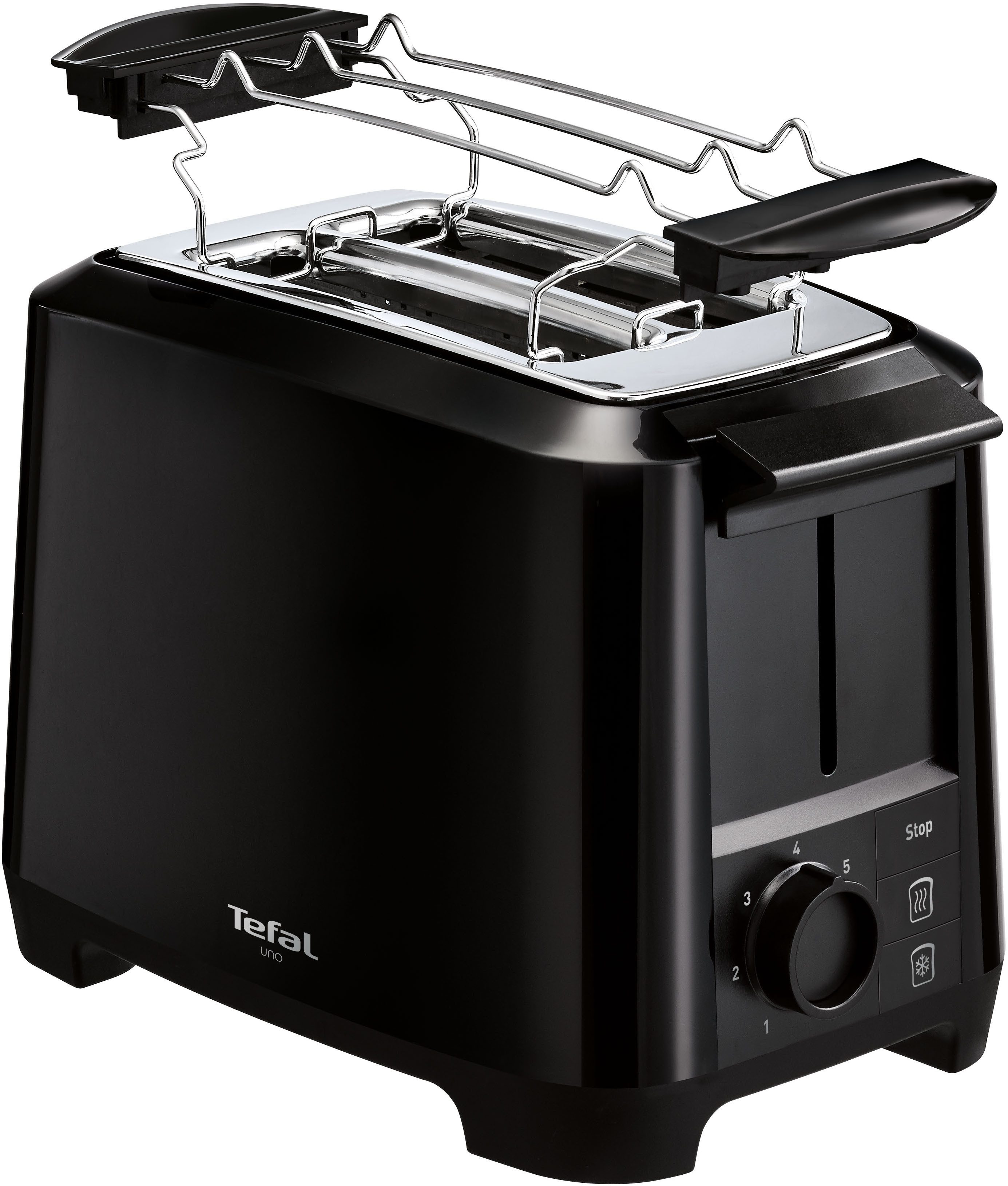 Tefal Toaster TT1408 Uno, 2 kurze Schlitze, 800 W, 2-Kammern, Brötchenaufsatz, variable Schlitzbreite, 7 Bräunungsstufen