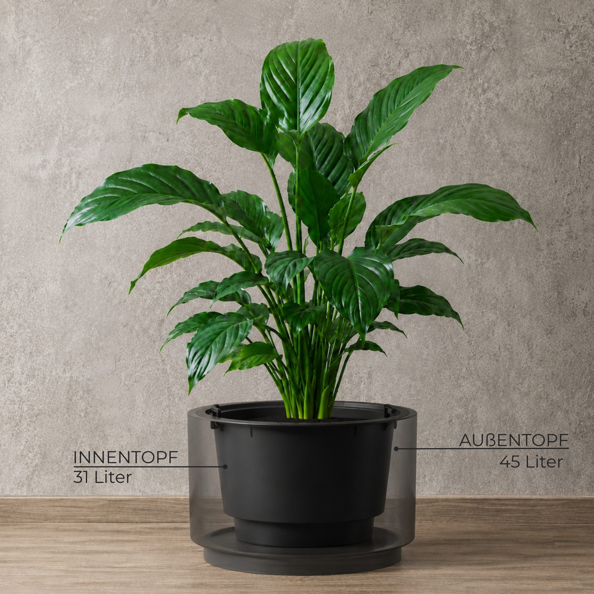 matches21 HOME & HOBBY Blumentopf Großer außen Blumentopf NIVO rund 47 x 30 cm anthrazit (2 St), Moderner Pflanztopf Outdoor Pflanzkübel wetterfest
