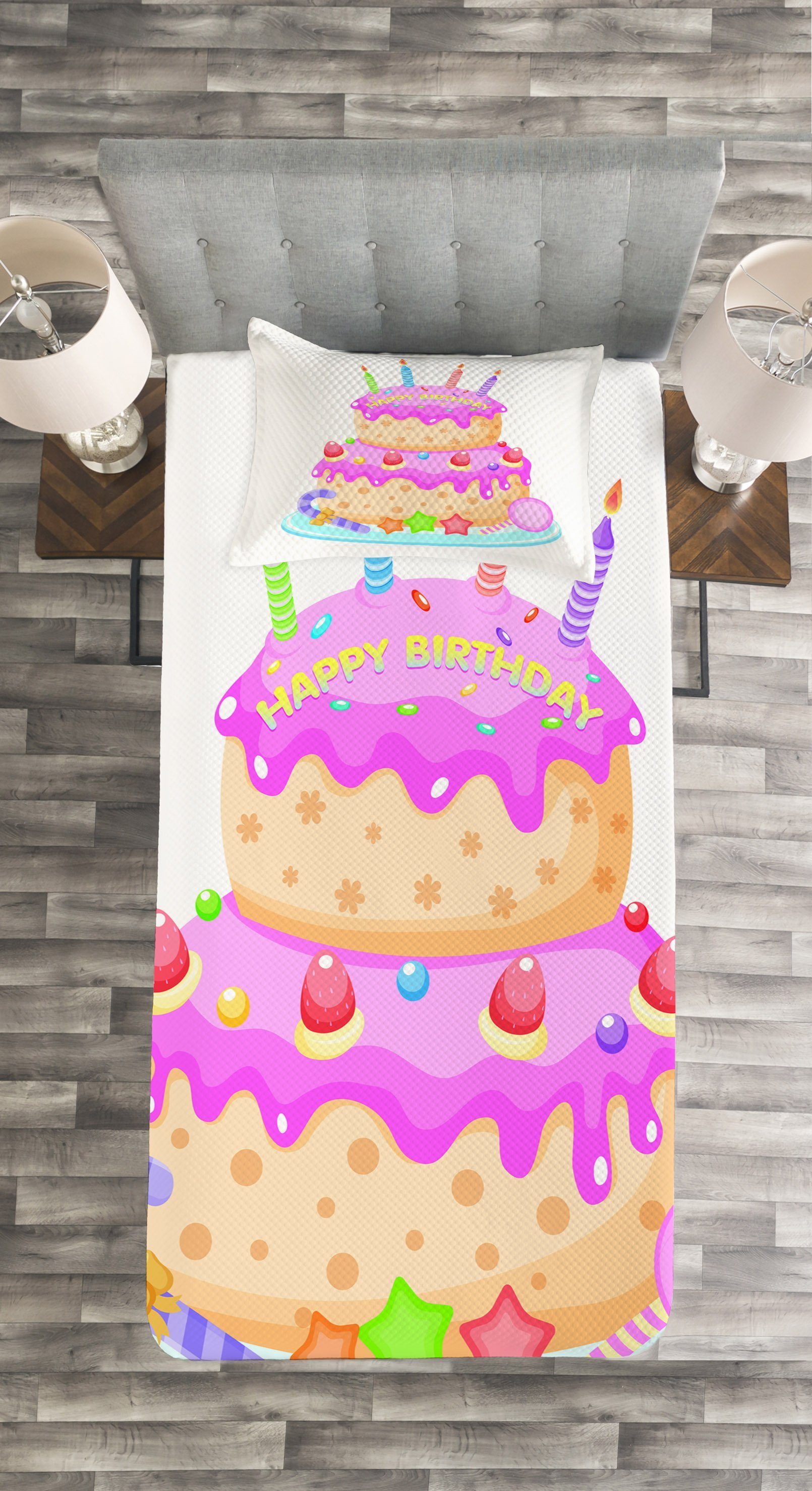 Kerzen Set Süßigkeiten Kissenbezügen und Waschbar, Abakuhaus, mit Geburtstagsparty Tagesdecke