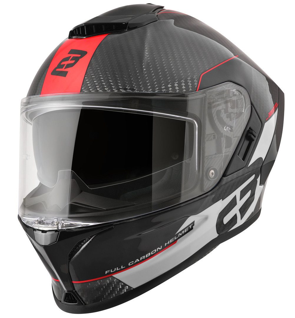 Bogotto Motorradhelm Phantom Combo Carbon Helm, vorbereitet für Kommunikationssystem,Notfallsystem-Polsterung (EQ