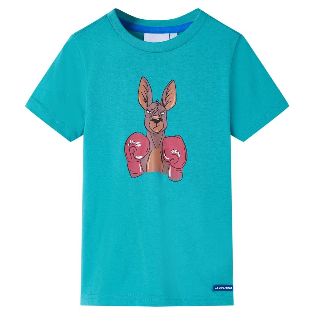 T-Shirt Kinder-Kurzarmshirt Dunkles Minzgrün 128