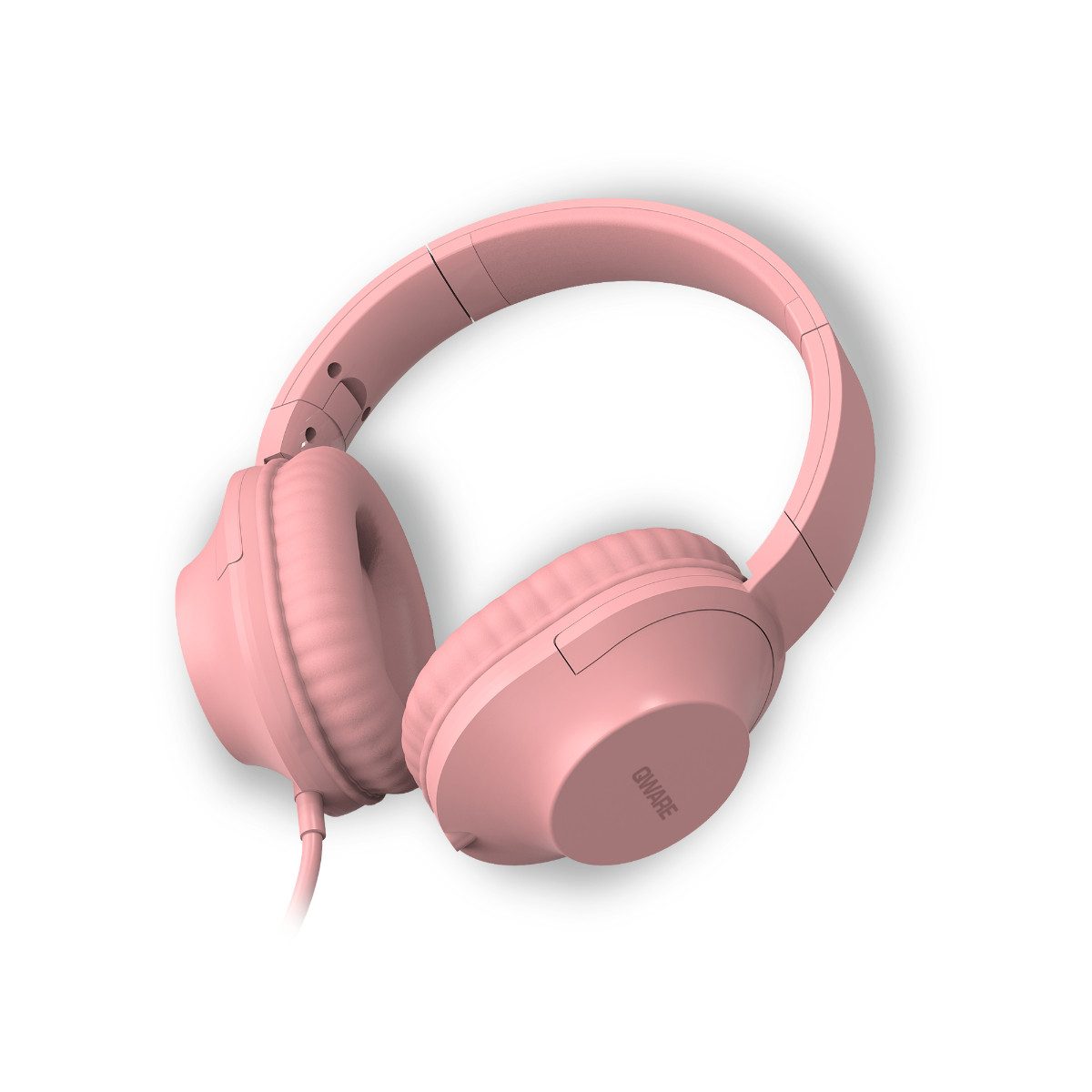 Qware Gaming Kabelgebundene faltbare Kopfhörer mit 3,5 mm Klinke Rosa Kopfhörer (Faltbares Design mit Kabelbedienung und 3,5 mm Klinkenanschluss)