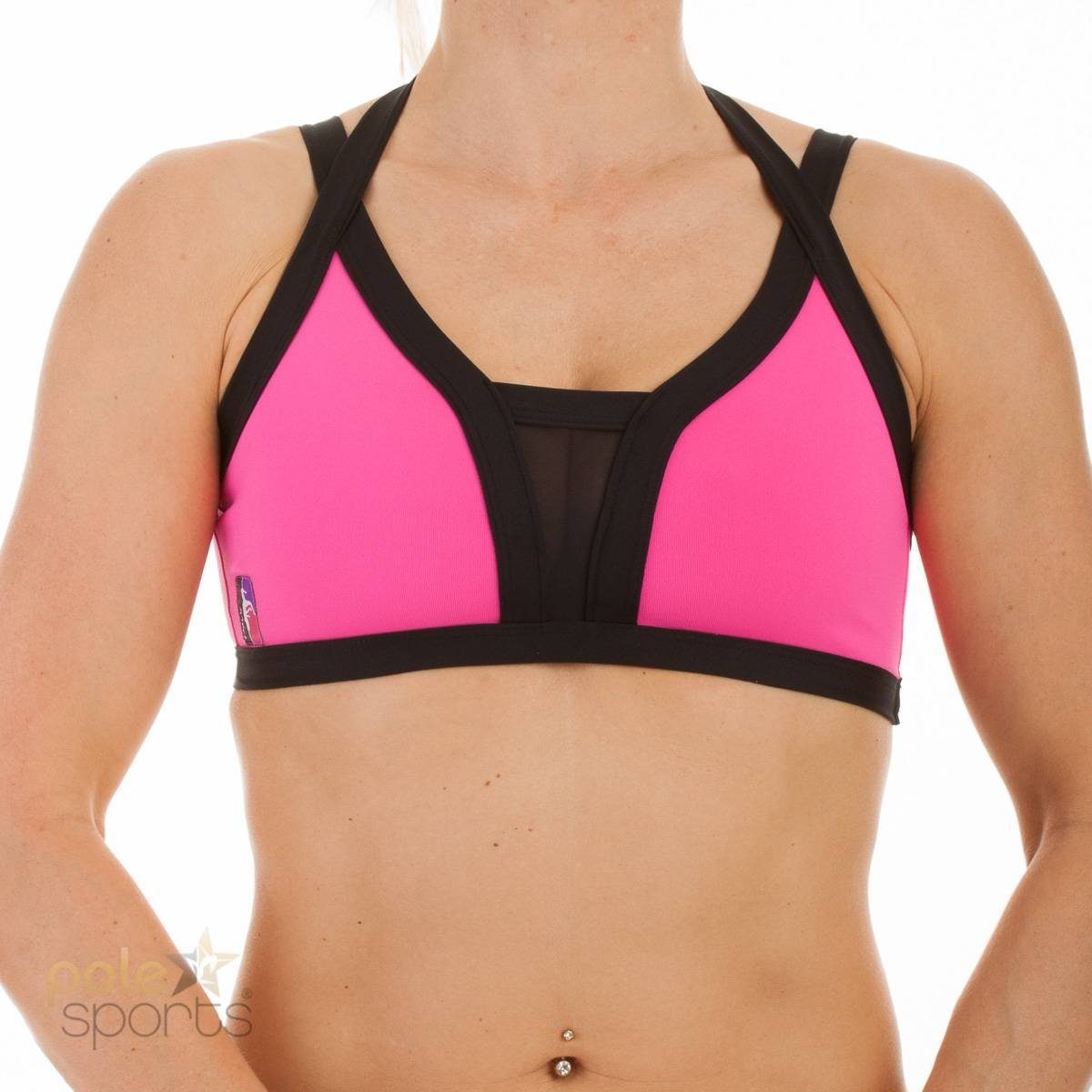 Bad Kitty Trainingstop PoleFit Top Peek A Boo S/M Hot Pink / Schwarz (1-tlg) Pole Dance Bekleidung