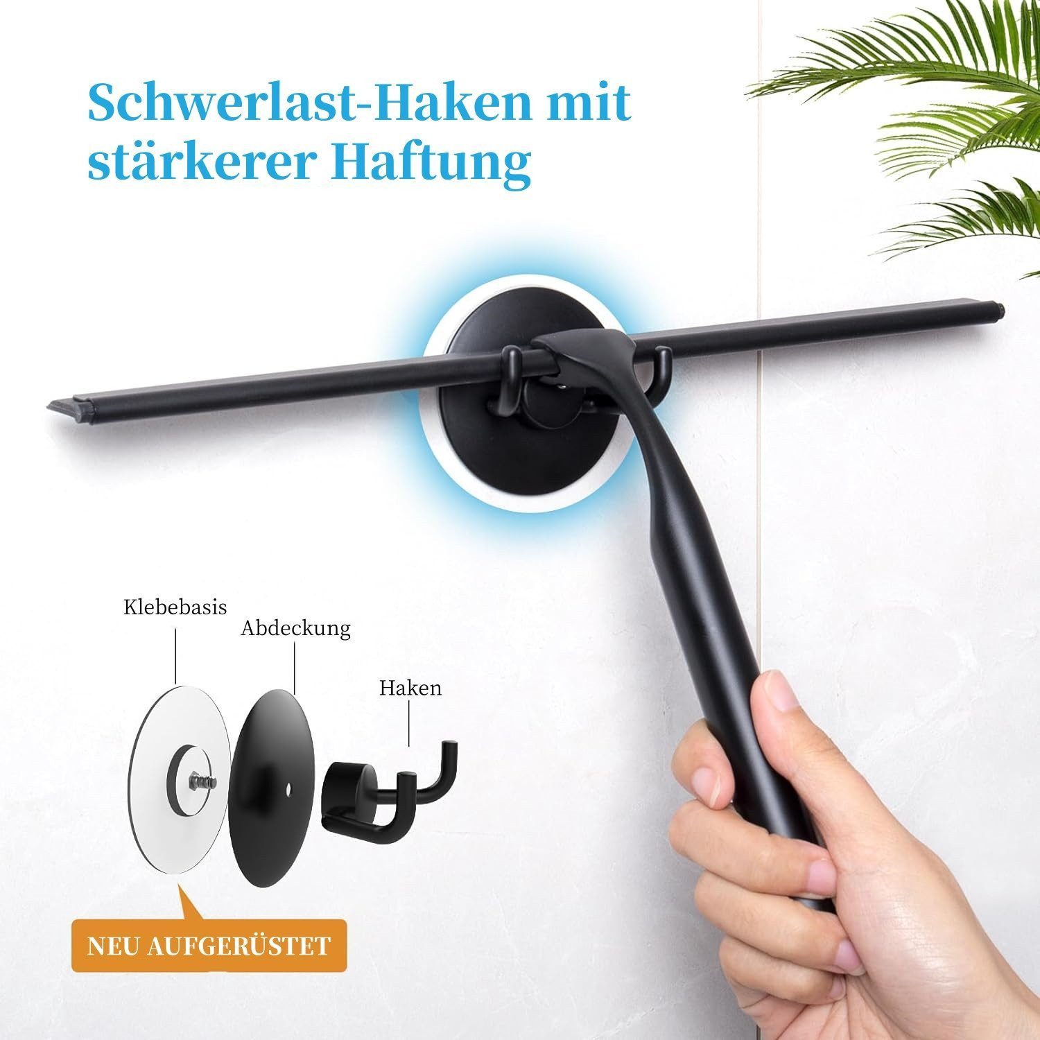 Elegear Duschabzieher aus Edelstahl, 25/30cm Wasserabzieher, Duschwischer ohne Bohren, (Fensterabzieher, 1-St., mit Rutschfester Griff), Silikon-Ersatzlippe, Fensterabzieher für Glas, Fenster, Bad