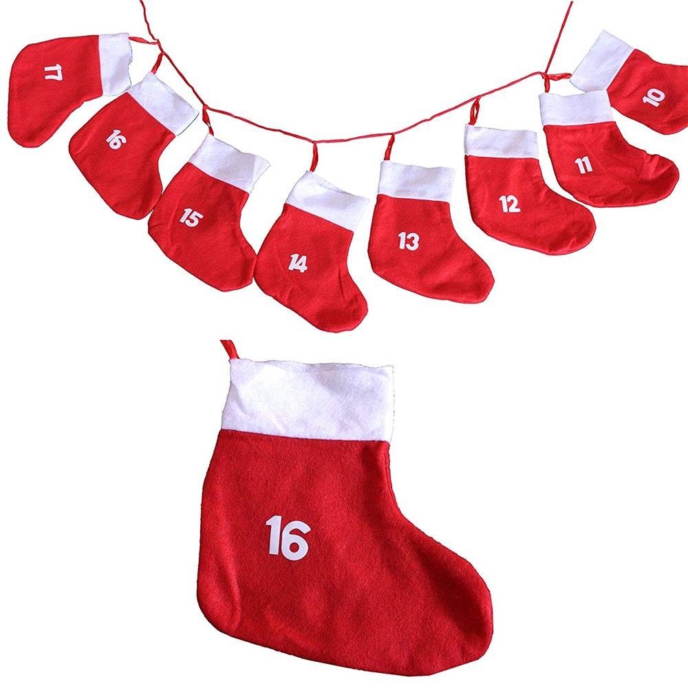 CEPEWA befüllbarer 20 ca. Adventskalender "Socken" cm rot 18 x