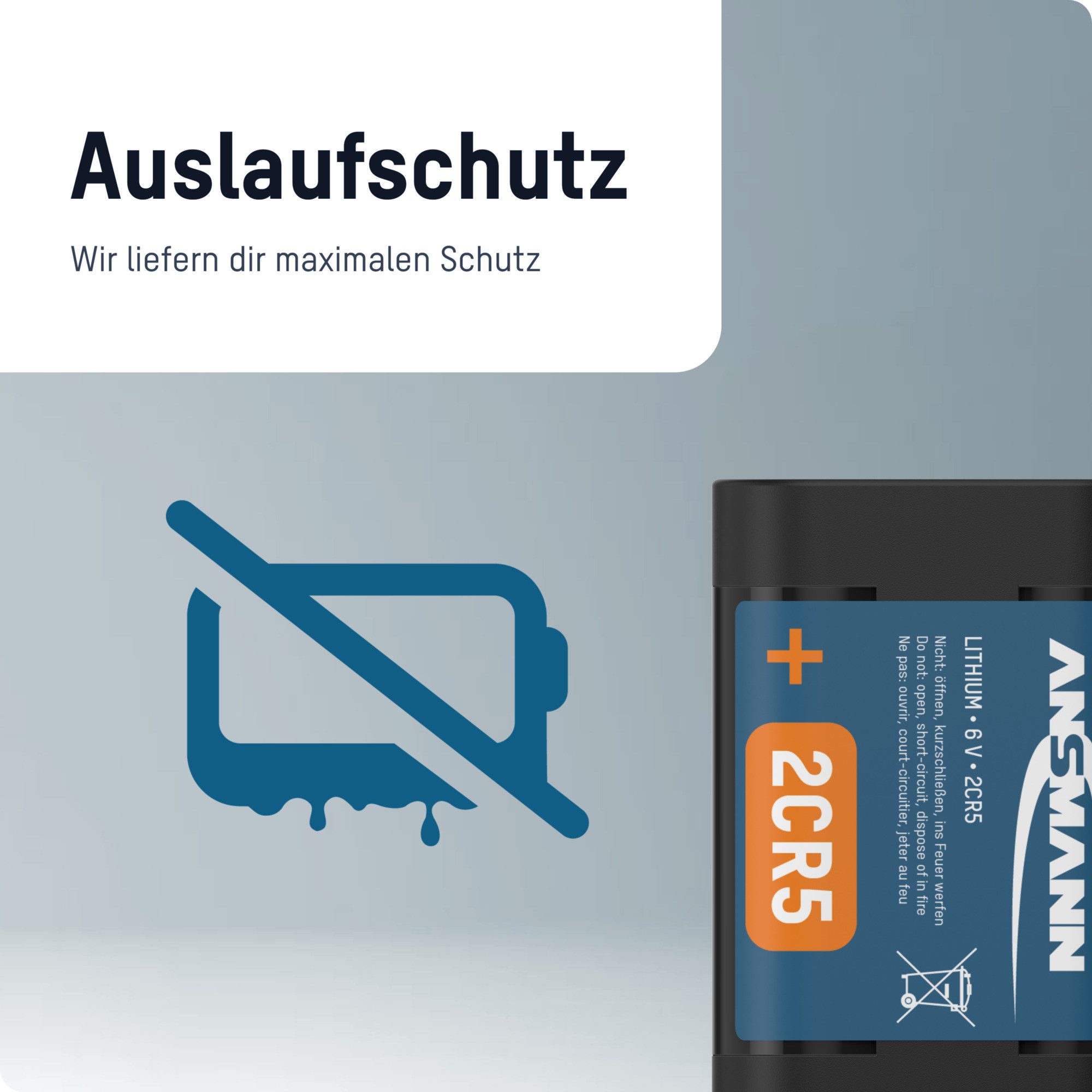 ANSMANN AG Lithium Batterie 2CR5, 6V Li Fotobatterie, langlebig & zuverlässig Batterie