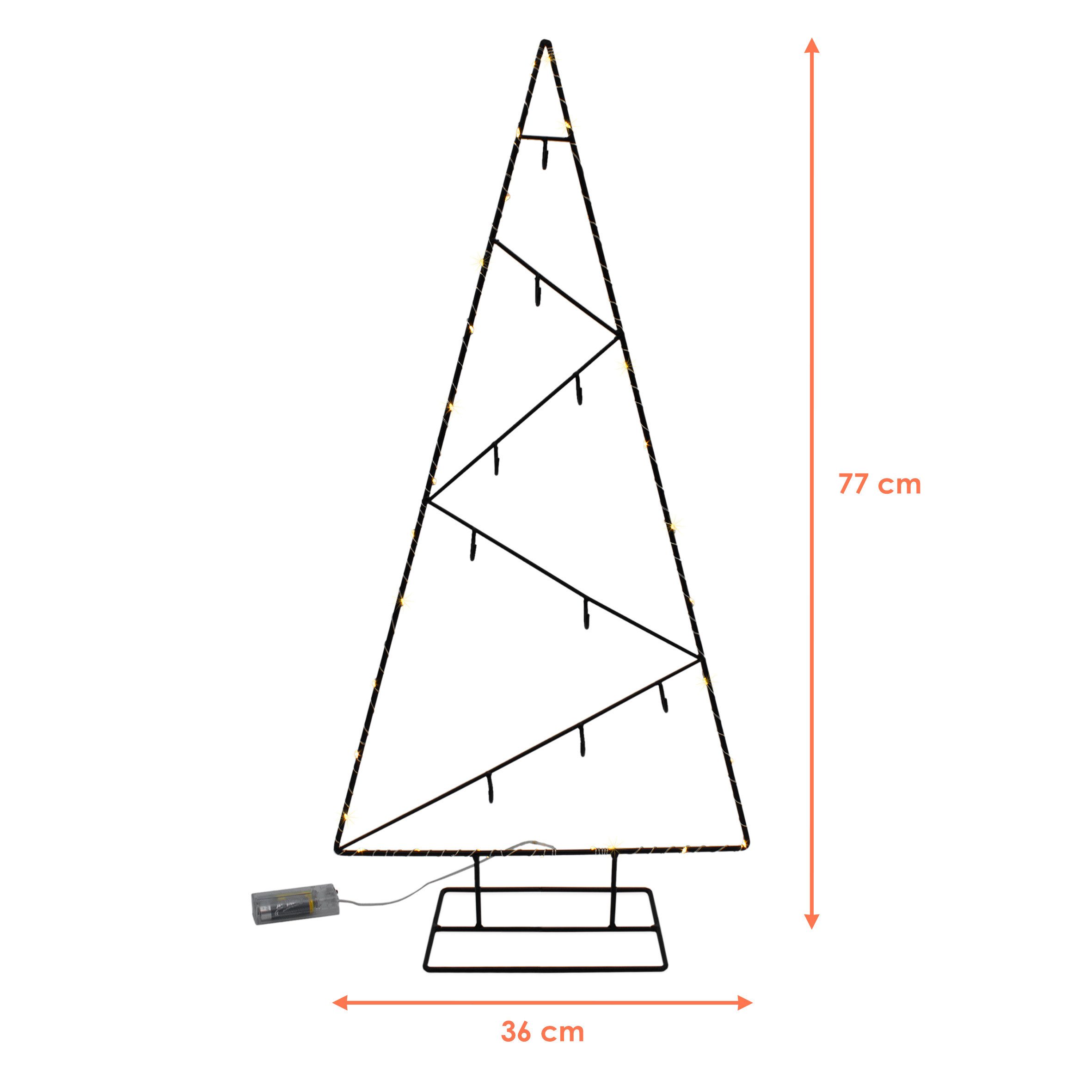 Spetebo Künstlicher Weihnachtsbaum LED Metall Tannenbaum schwarz, Metall Baum, Batterie betrieben