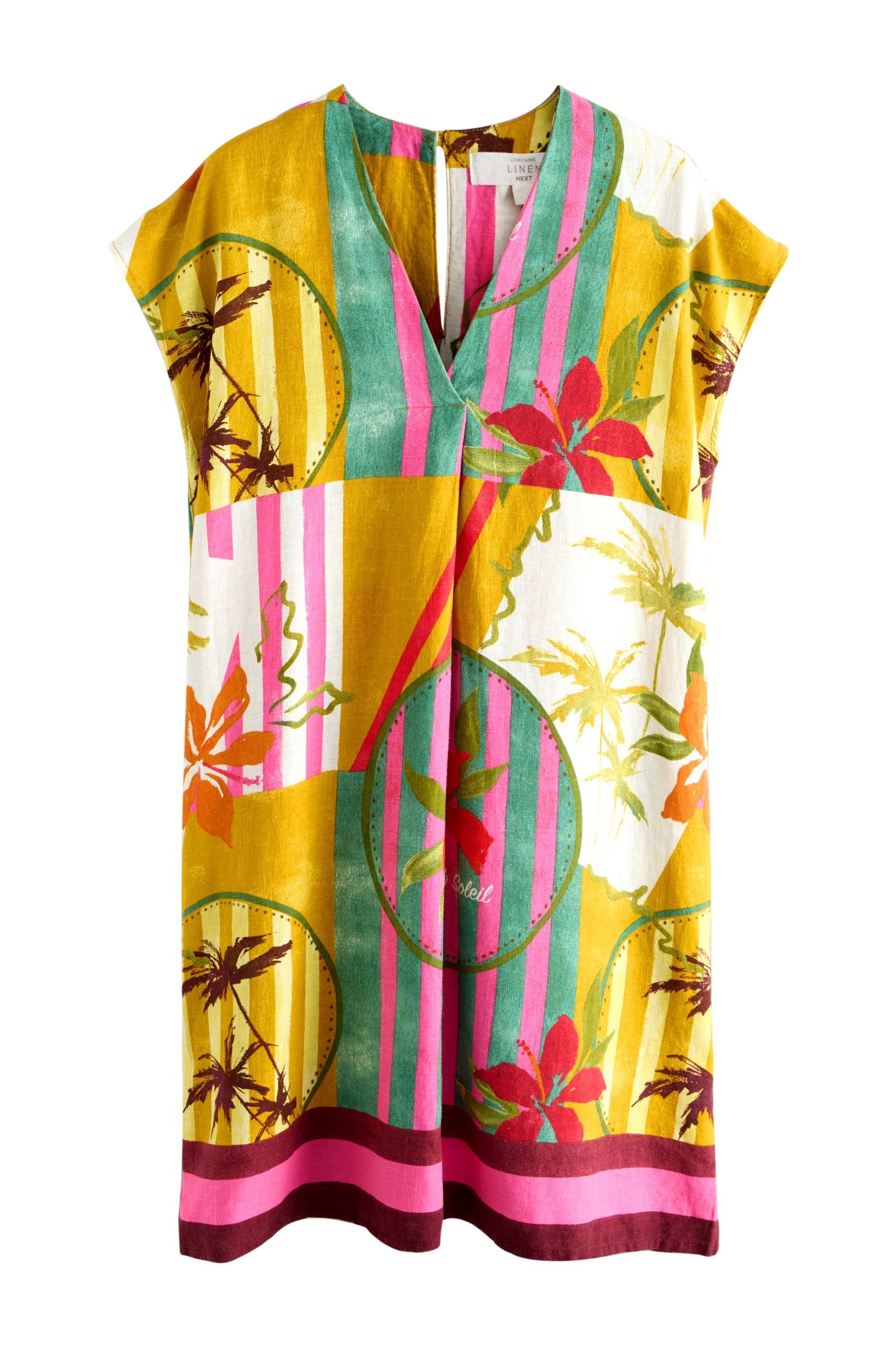 Next Kurzärmeliges Kaftan-Minikleid mit V-Ausschnitt (1-tlg)