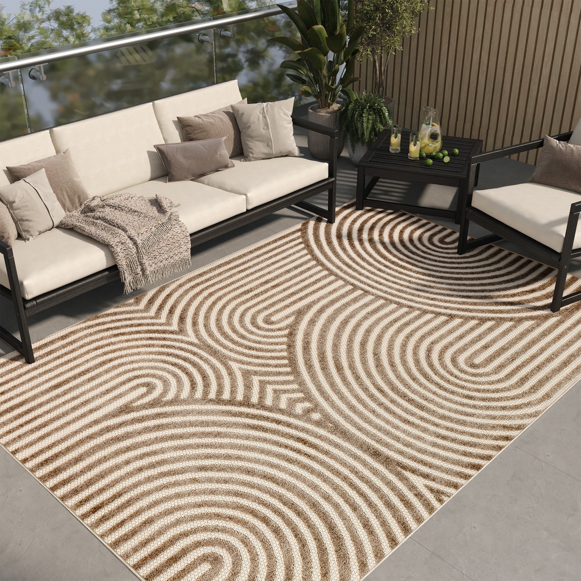 Tapiso Outdoorteppich PATIO, rechteckig, Höhe: 6 mm, In- & Outdoorteppich, Pflegeleicht für Garten, Terrasse, Balkon, Küche