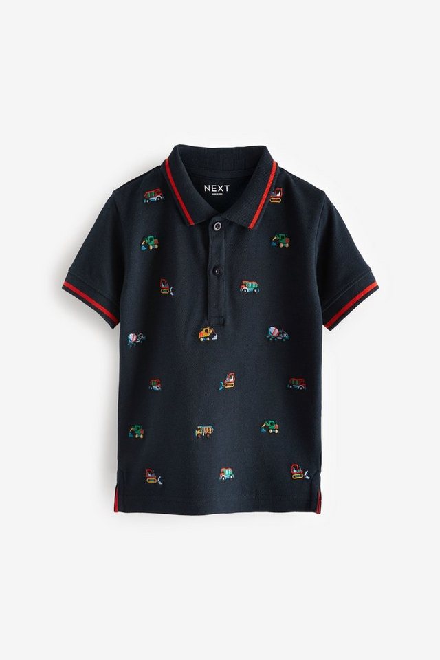 Next Poloshirt Kurzärmeliges Polohemd mit durchgehender Stickerei (1-tlg)