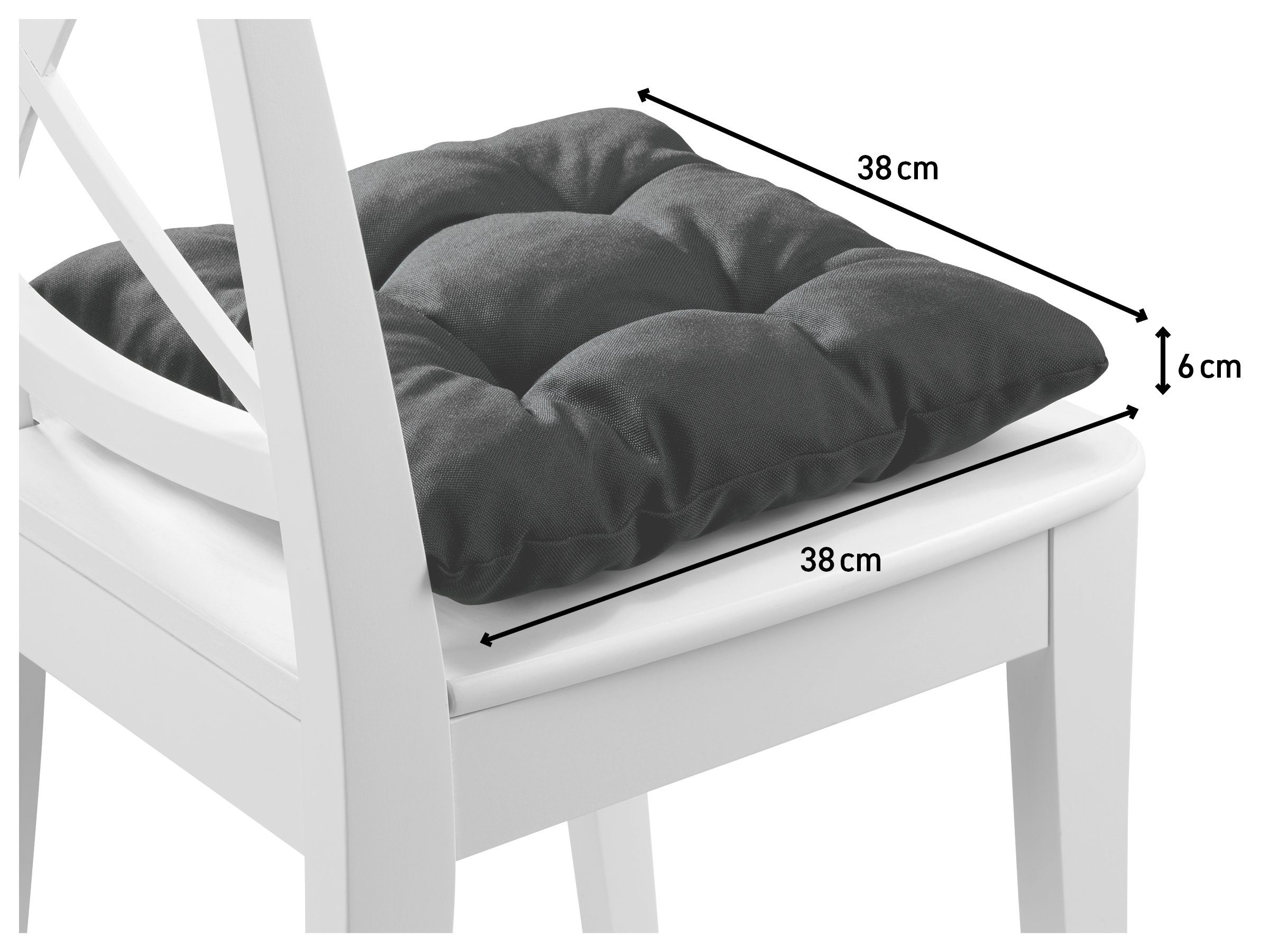 XDREAM Stuhlkissen Sitzkissen 4er) robuste & Schwarz outdoor, für und indoor und (2er Bänke, Set 38x38x6 cm Polsterauflage für Stühle