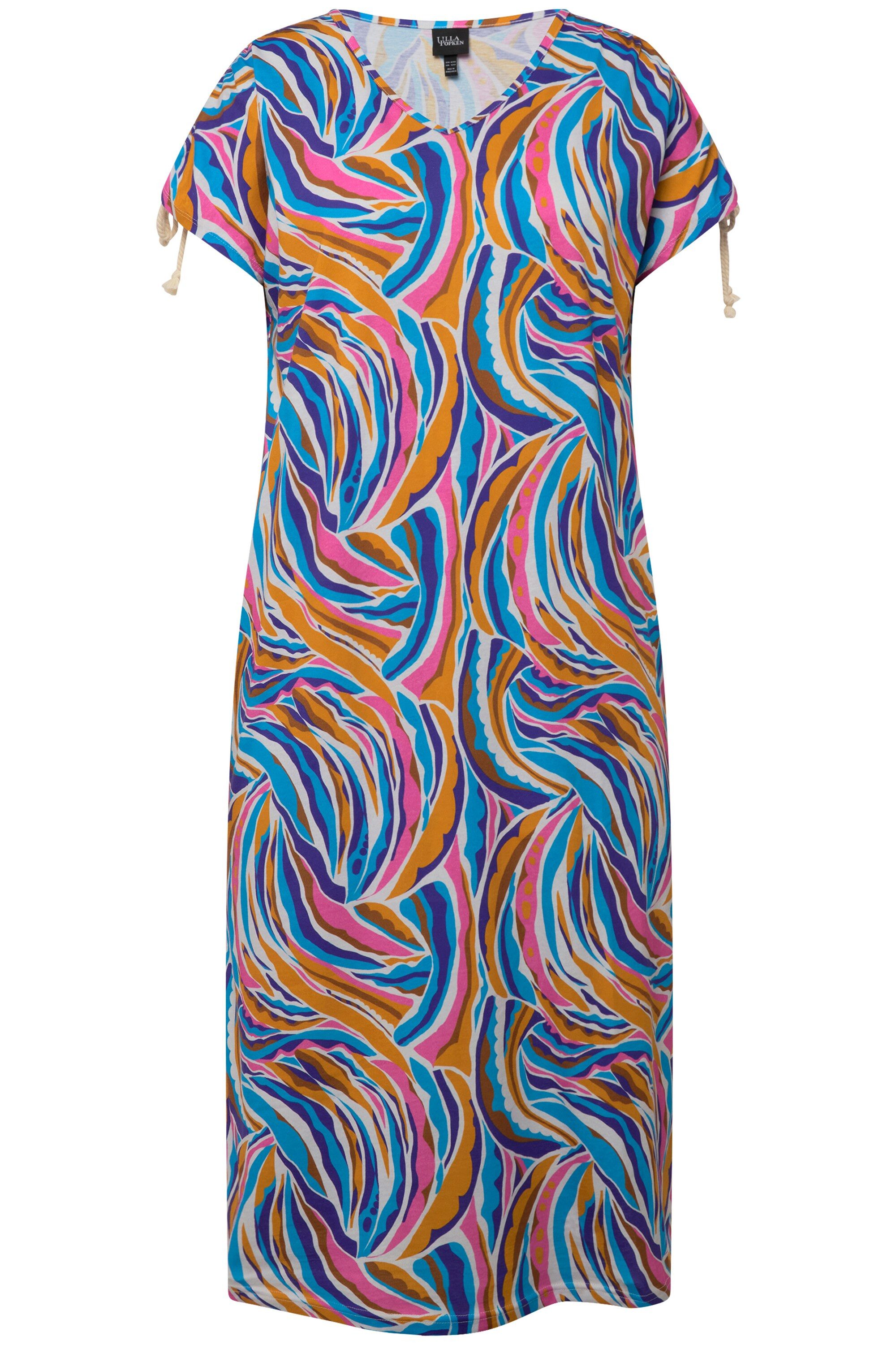 Ulla Popken Jerseykleid Jersey-Midikleid A-Linie V-Ausschnitt günstig online kaufen