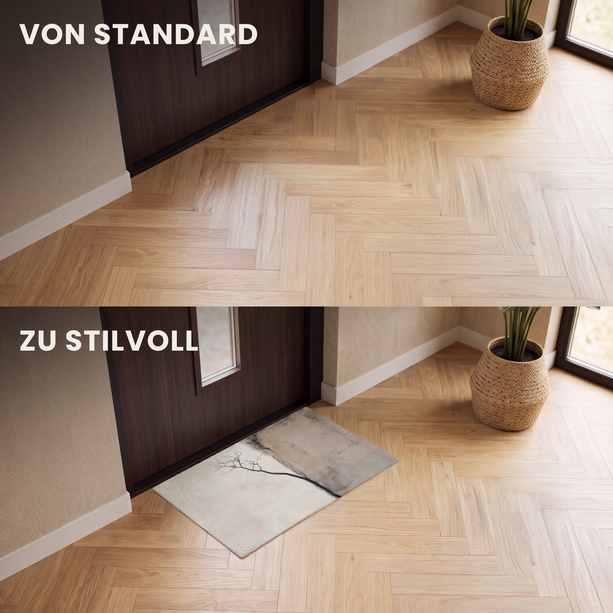 MuchoWow Fußmatte Wabi sabi - Pflanze - Beige, Rechteckig, innen Schmutzfangmatte, Tür, Schmutzfänger Flur, Teppich 60x40 cm – Bild 3 von 5