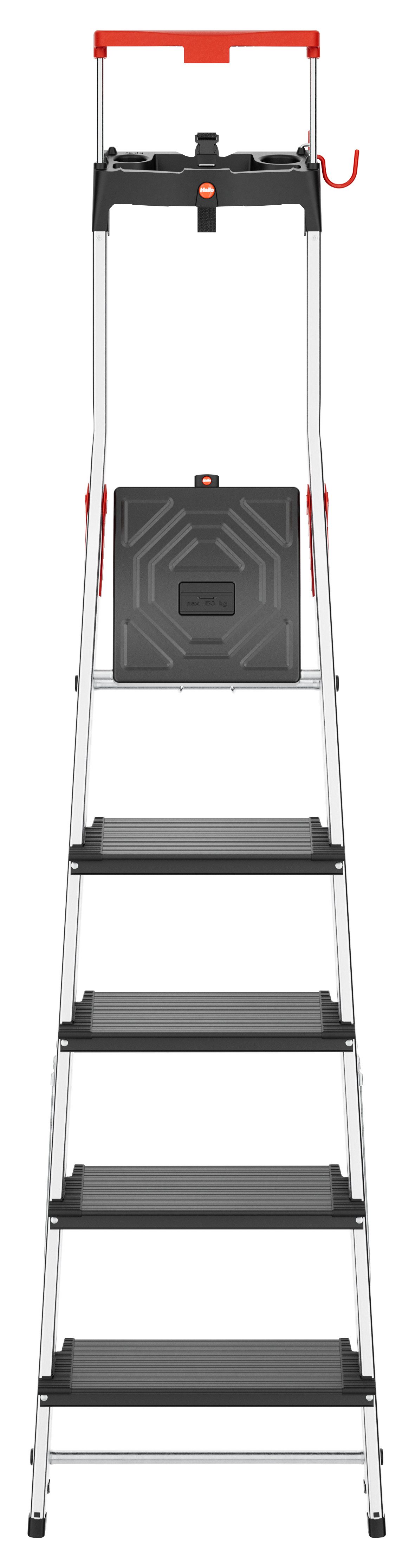 Hailo Stehleiter L100 TopLine, Alu-Sicherheits-Stehleiter 5 Stufen