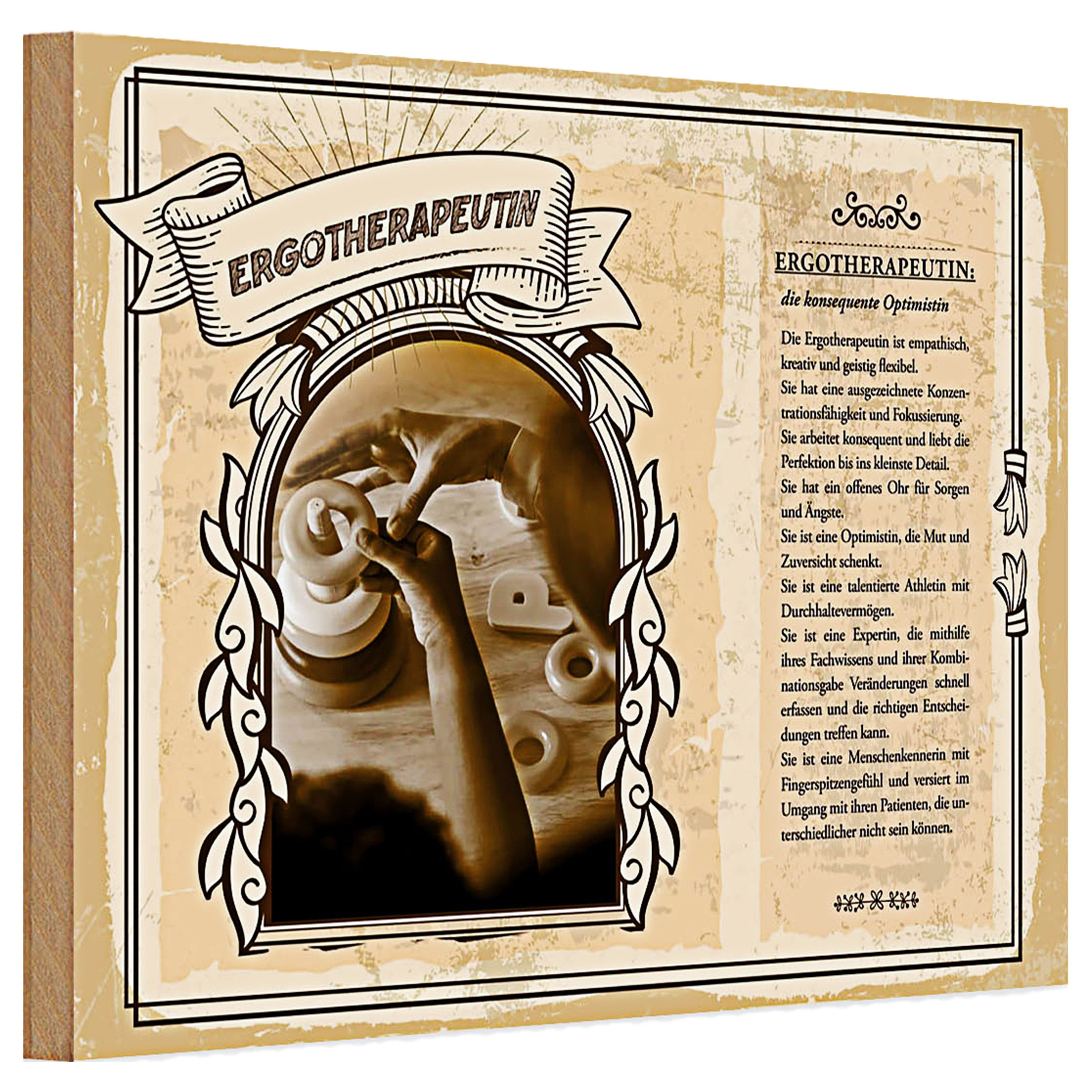 Roomando Holzbild Holzschild Berufe 30x20cm Ergotherapeutin emphathisch