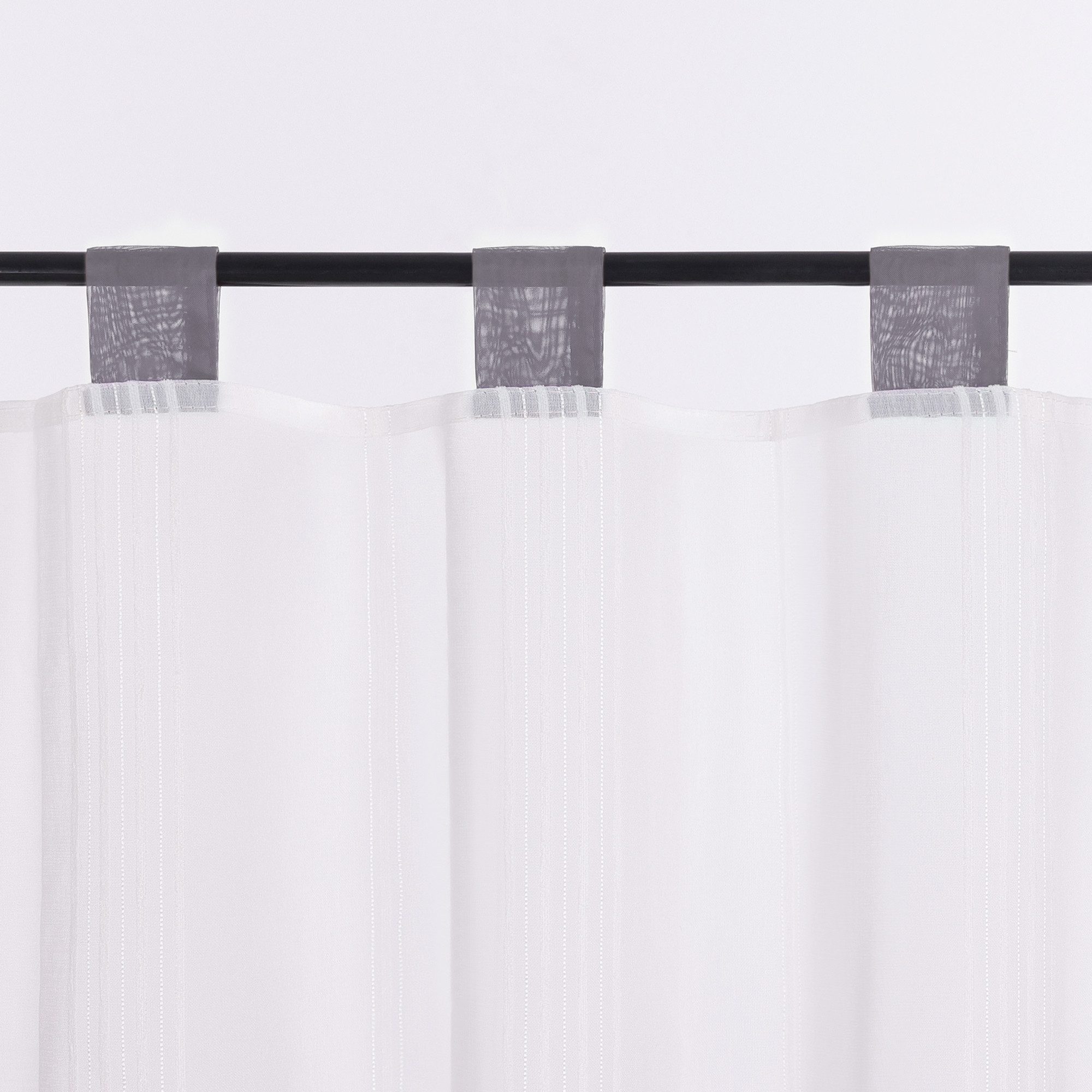 Joyswahl Scheibengardine Kurzgardinen mit Stangendurchzug, Transparente Voile,zur Dekoration (1 St), Schlaufen, transparent, Leinenoptik Landhausstil Cáfe Bistr – Bild 5 von 5