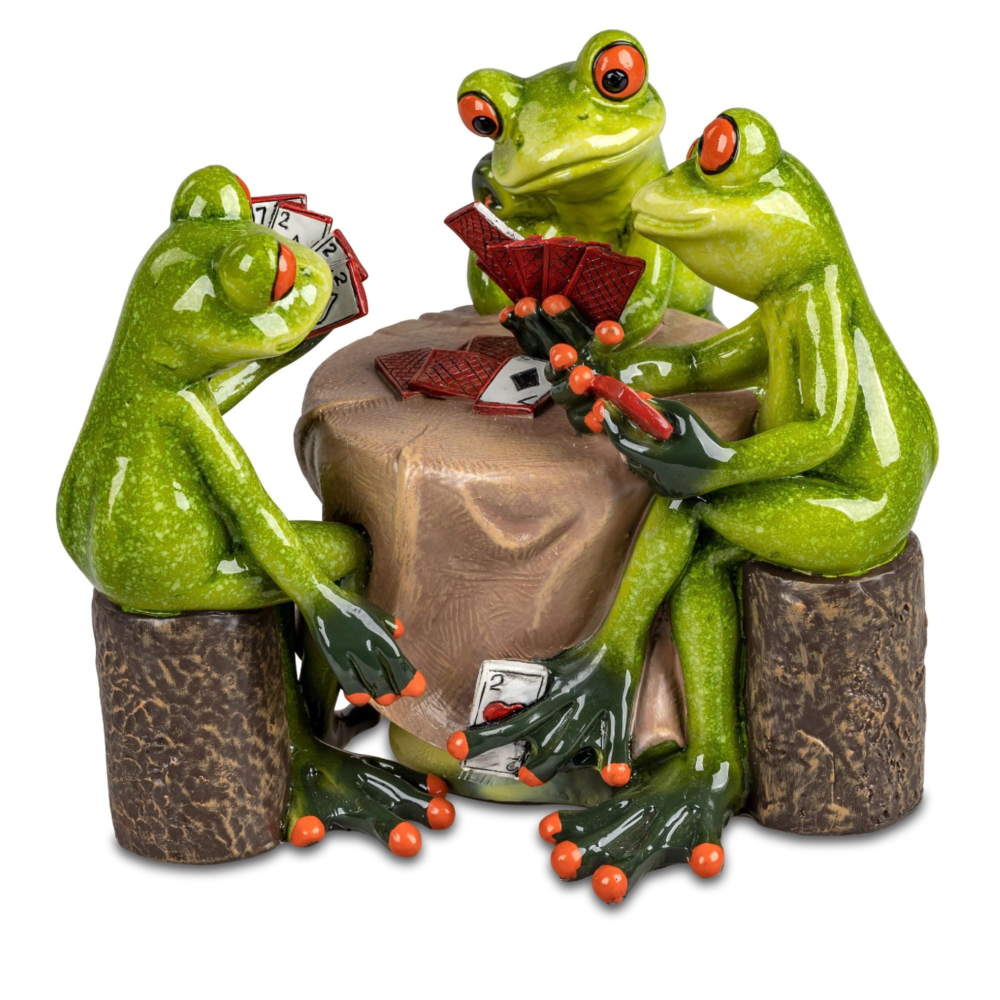 formano Dekofigur Froschhausen, Farbe: Grün, Motiv: Kartenspieler