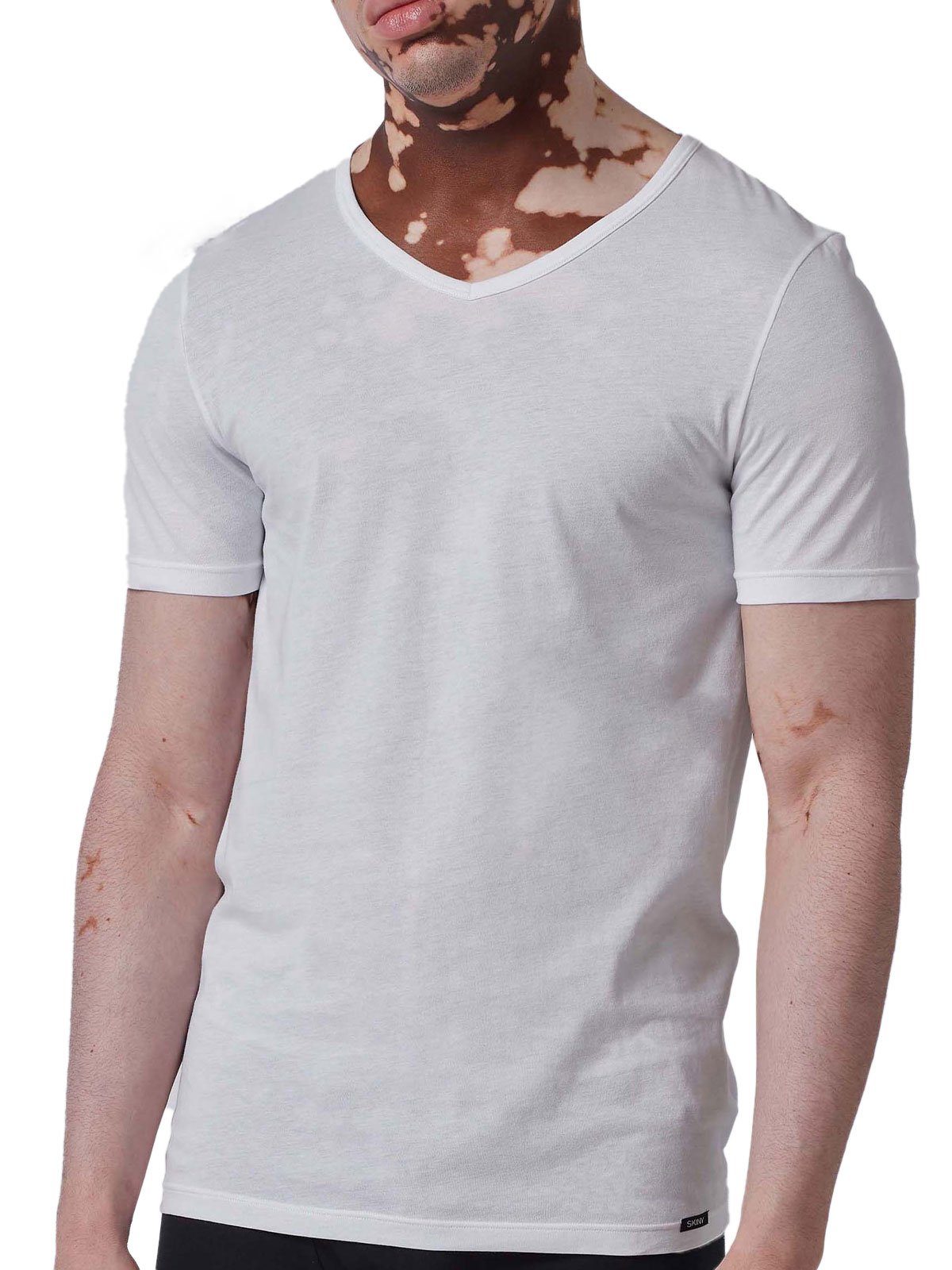 Skiny Unterziehshirt Herren V-Shirt kurzarm 2er Pack Shirt Multipack (Packung, 2-St) -